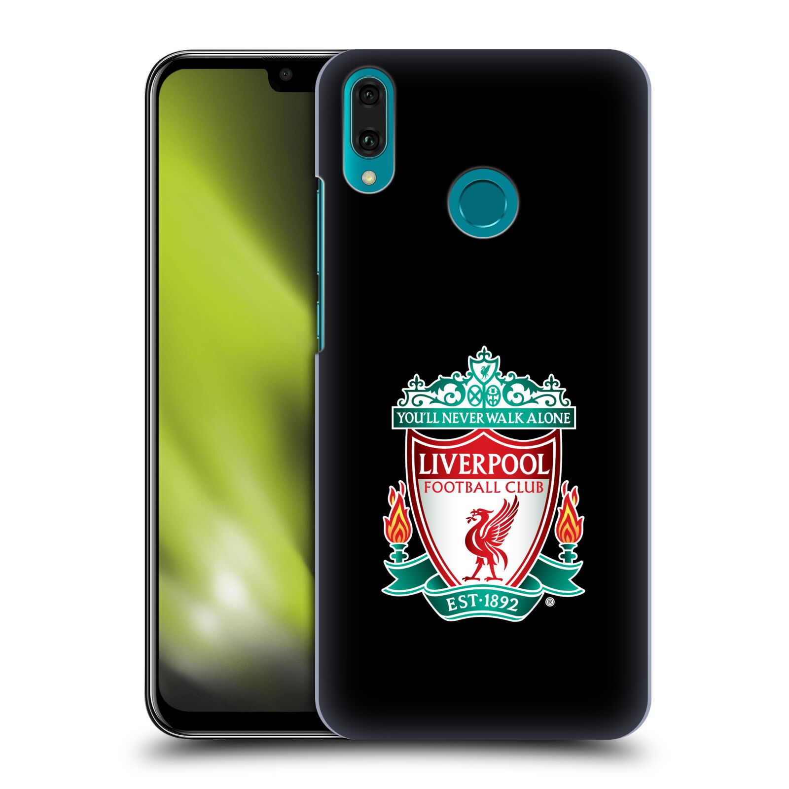 Pouzdro na mobil Huawei Y9 2019 - HEAD CASE - Fotbalový klub Liverpool barevný znak černé pozadí