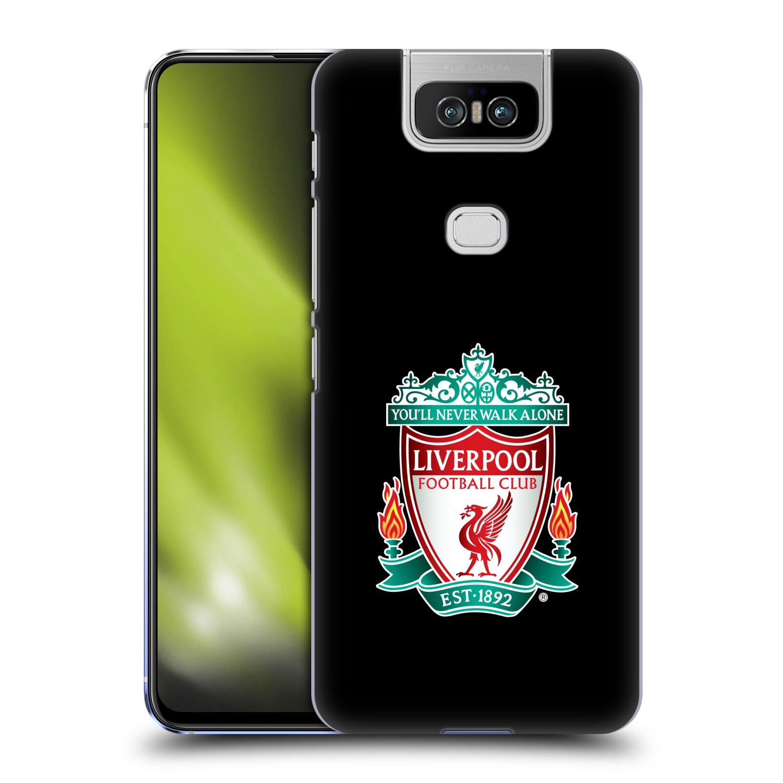 Pouzdro na mobil Asus Zenfone 6 ZS630KL - HEAD CASE - Fotbalový klub Liverpool barevný znak černé pozadí