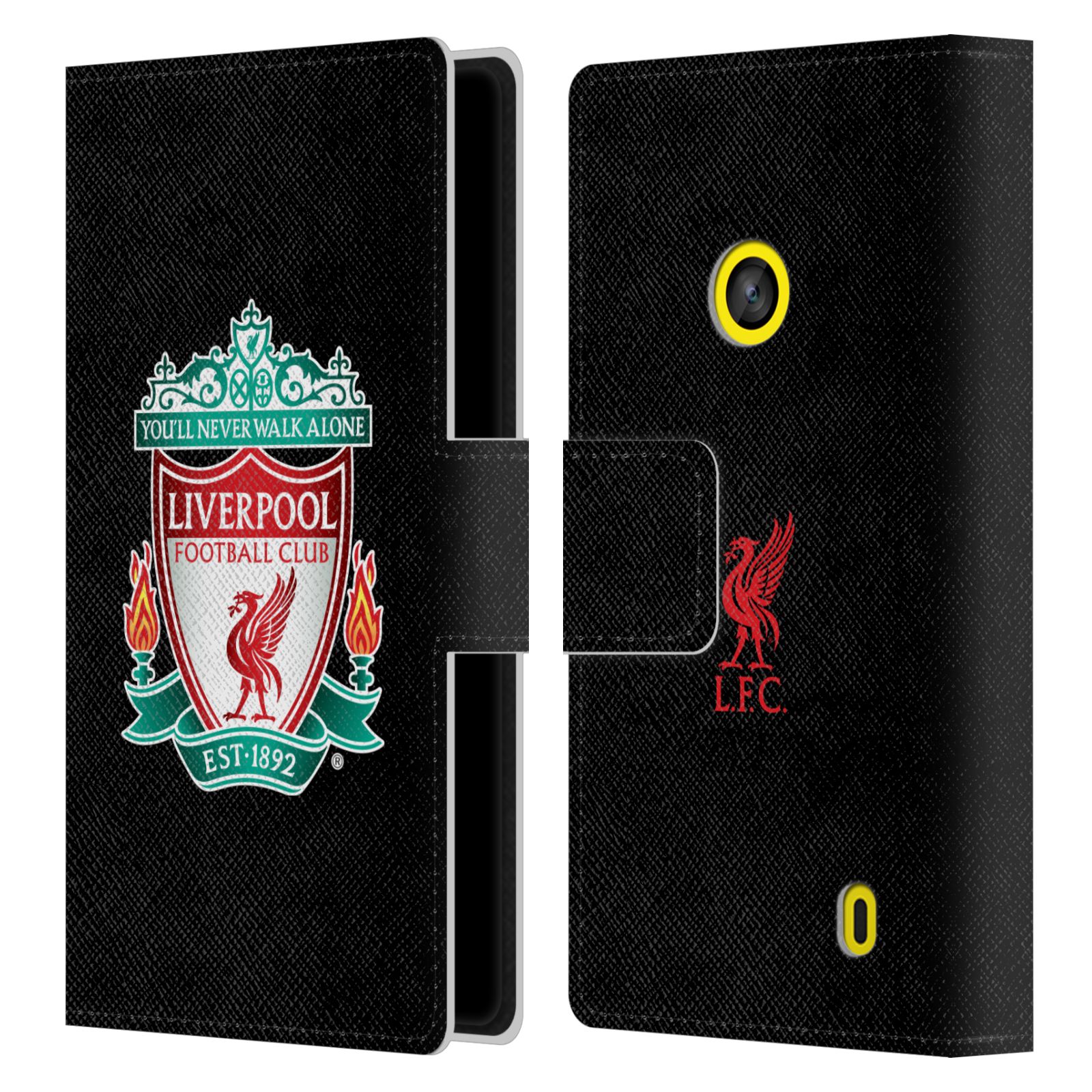 HEAD CASE Flipové pouzdro pro mobil NOKIA LUMIA 520 / 525 LIVERPOOL FC OFICIÁLNÍ ZNAK barevný znak na černé