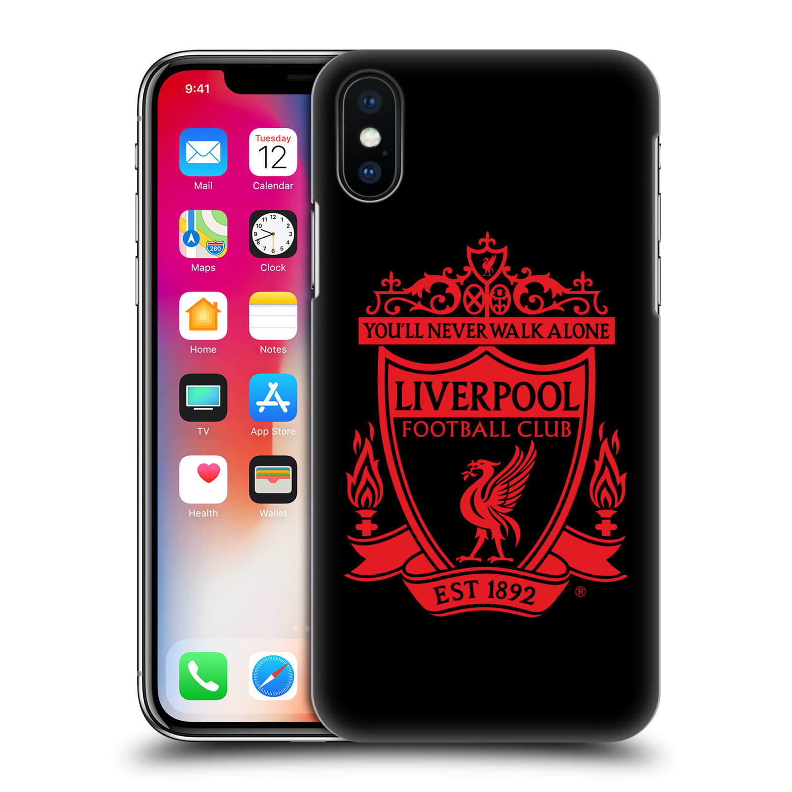 HEAD CASE plastový obal na mobil Apple Iphone X / XS Fotbalový klub Liverpool rudý znak černé pozadí