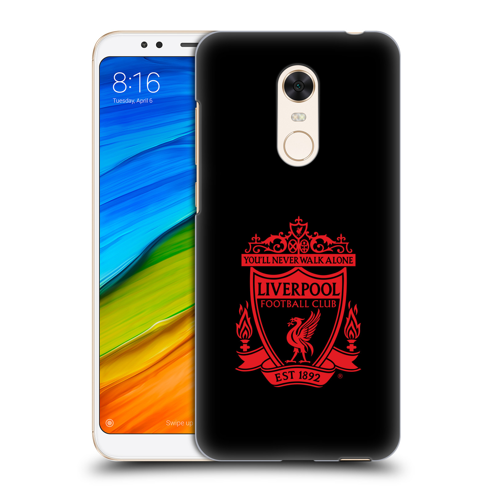 HEAD CASE plastový obal na mobil Xiaomi Redmi 5 PLUS Fotbalový klub Liverpool rudý znak černé pozadí