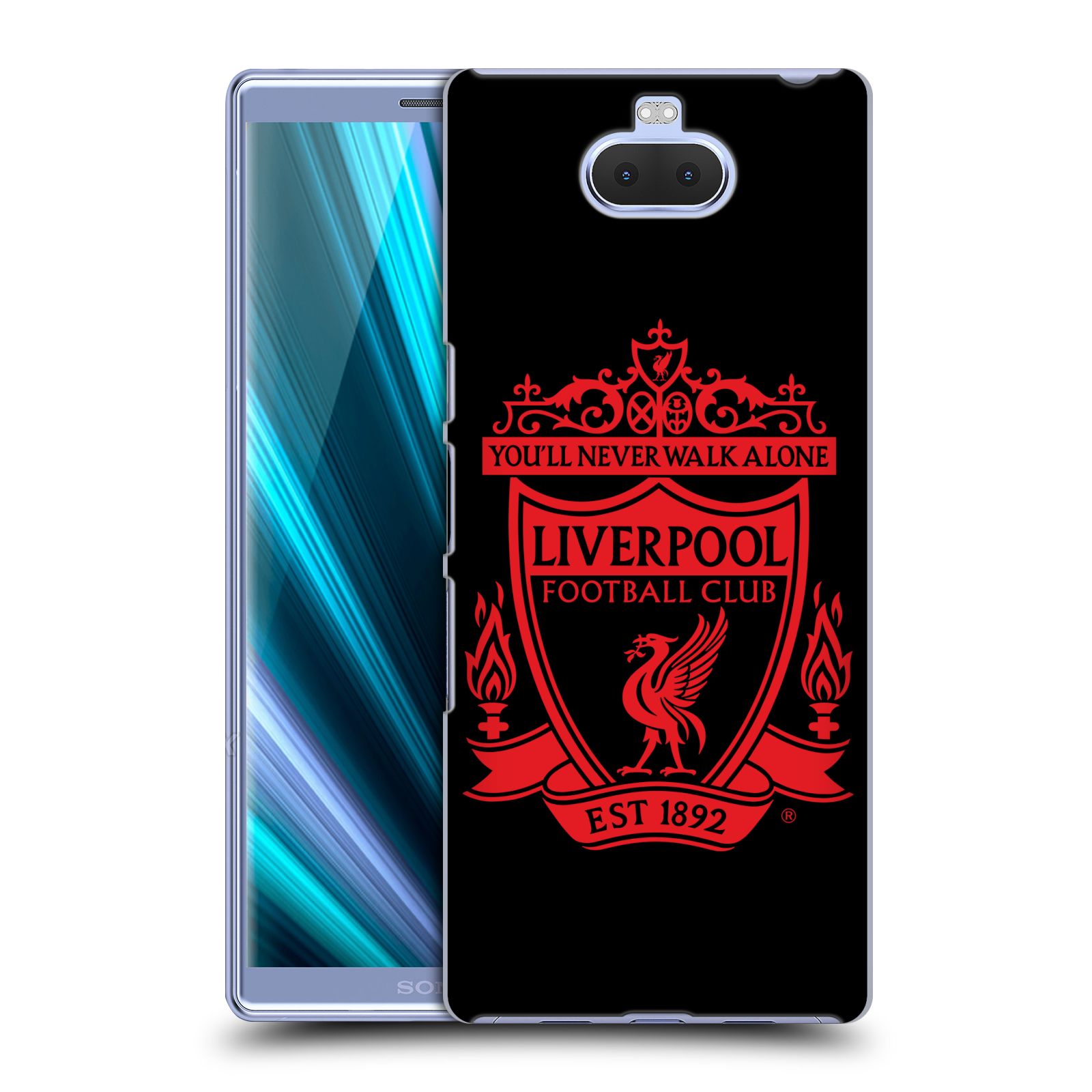 Pouzdro na mobil Sony Xperia 10 - Head Case - Fotbalový klub Liverpool rudý znak černé pozadí