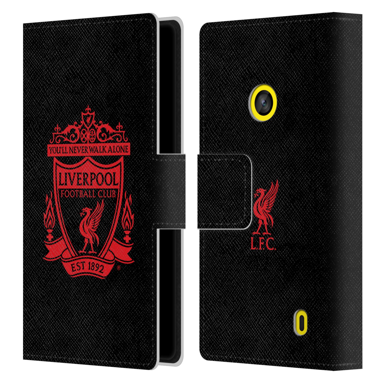 HEAD CASE Flipové pouzdro pro mobil NOKIA LUMIA 520 / 525 LIVERPOOL FC OFICIÁLNÍ ZNAK červený znak na černé