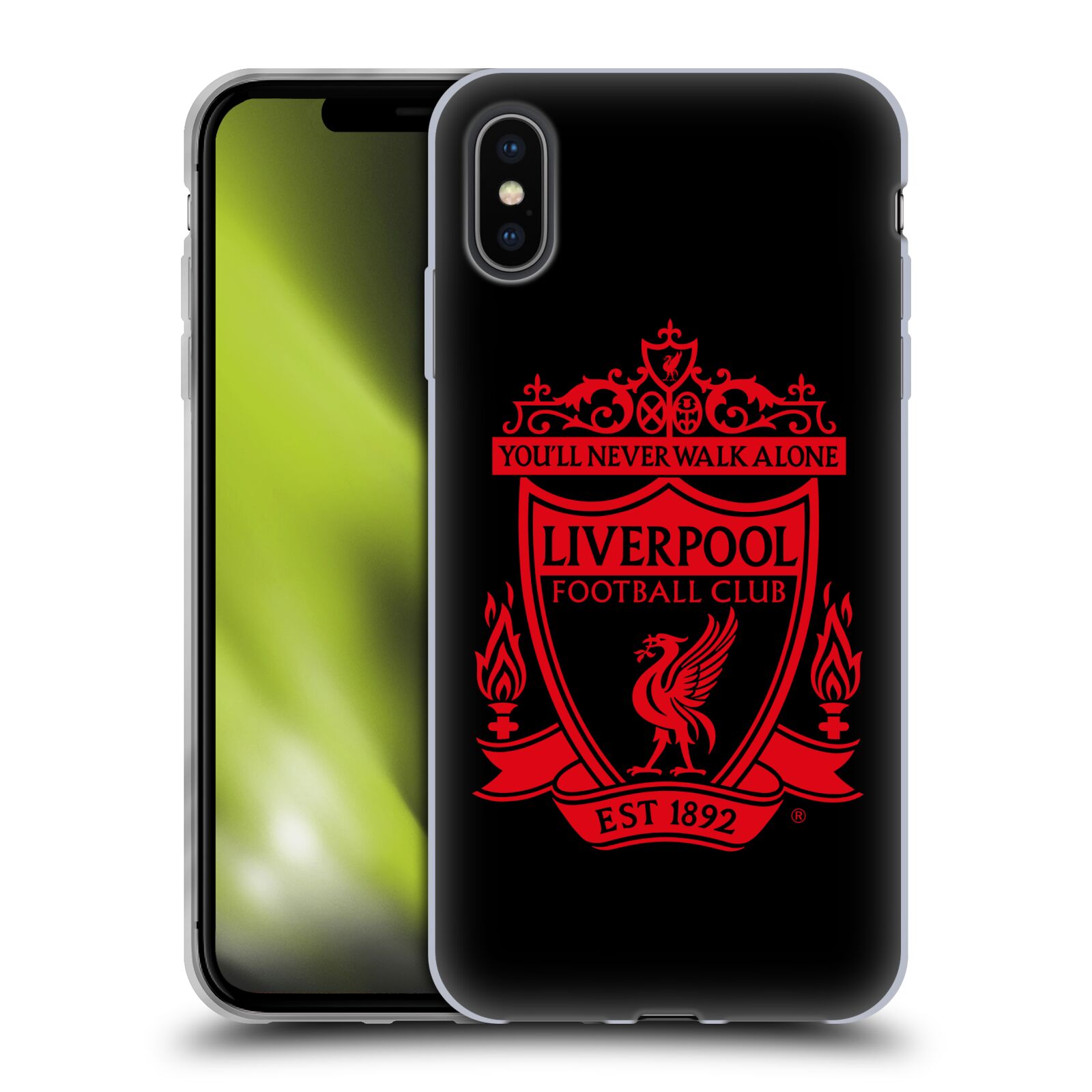 HEAD CASE silikon obal na mobil Apple Iphone XS MAX Fotbalový klub Liverpool rudý znak černé pozadí