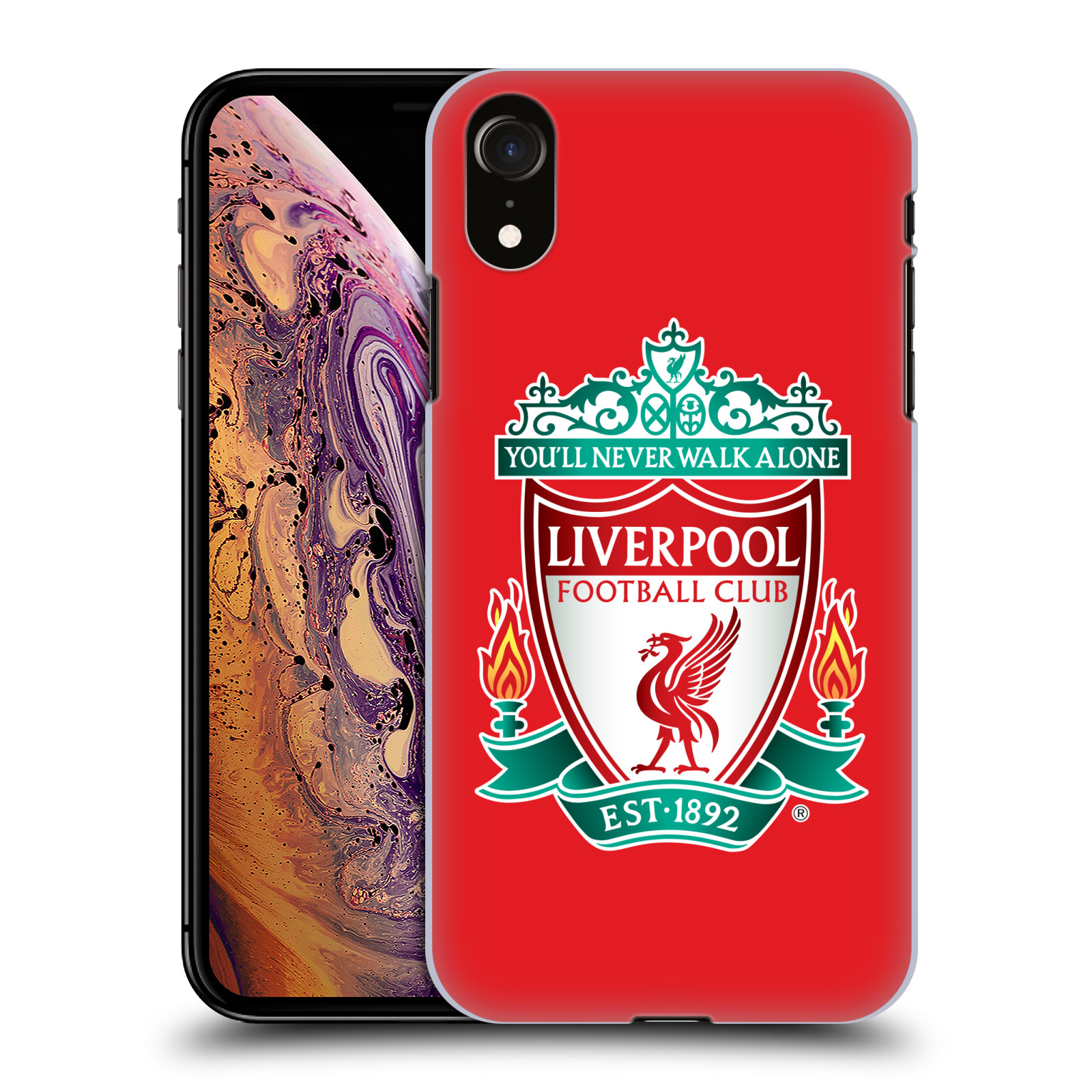 HEAD CASE plastový obal na mobil Apple Iphone XR Fotbalový klub Liverpool barevný znak červené pozadí
