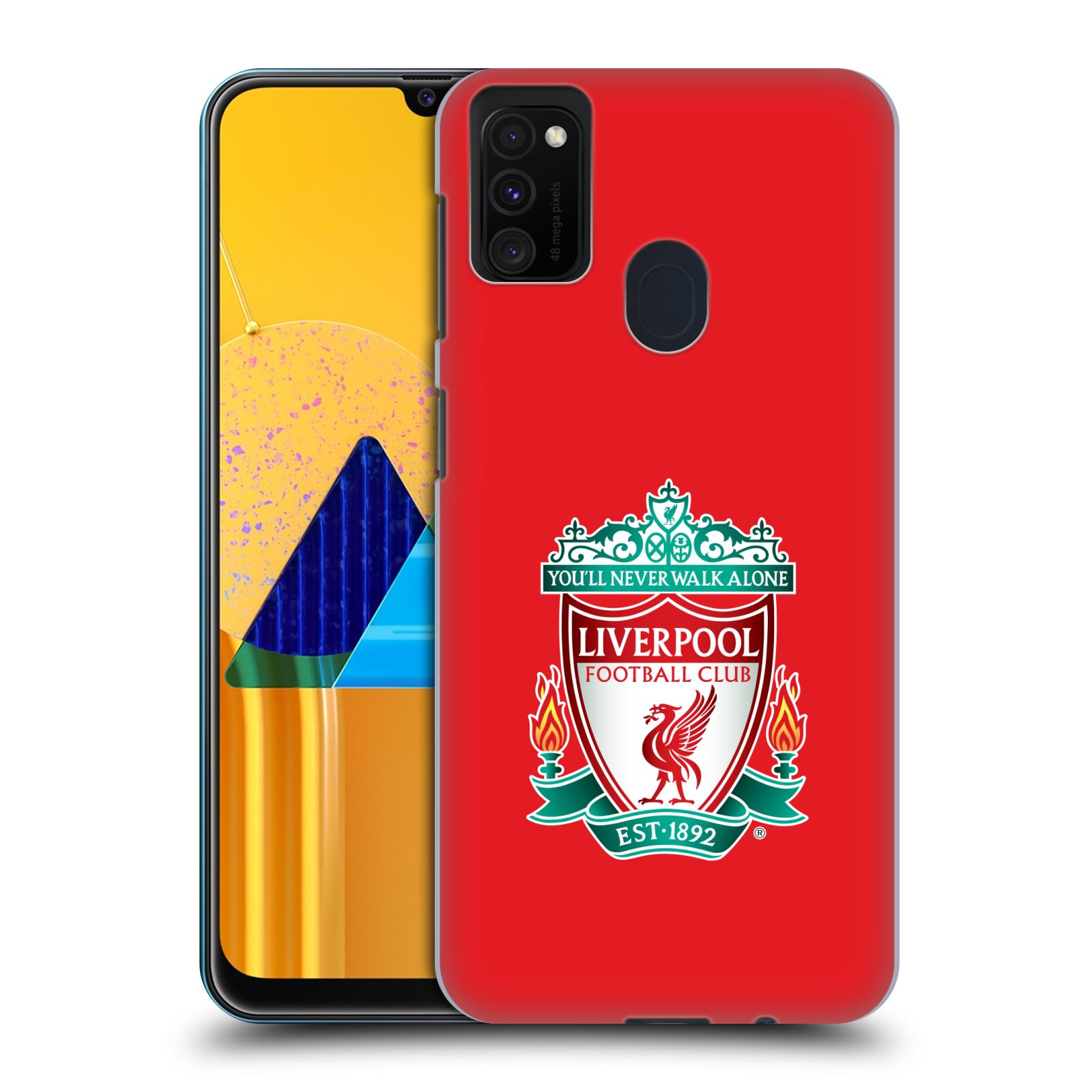 Zadní kryt na mobil Samsung Galaxy M21 Fotbalový klub Liverpool barevný znak červené pozadí