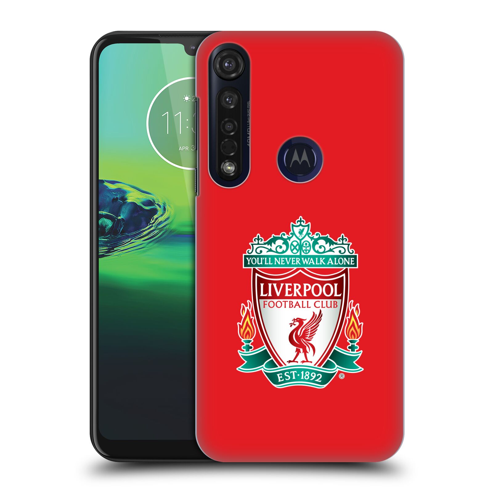 Pouzdro na mobil Motorola Moto G8 PLUS - HEAD CASE - Fotbalový klub Liverpool barevný znak červené pozadí