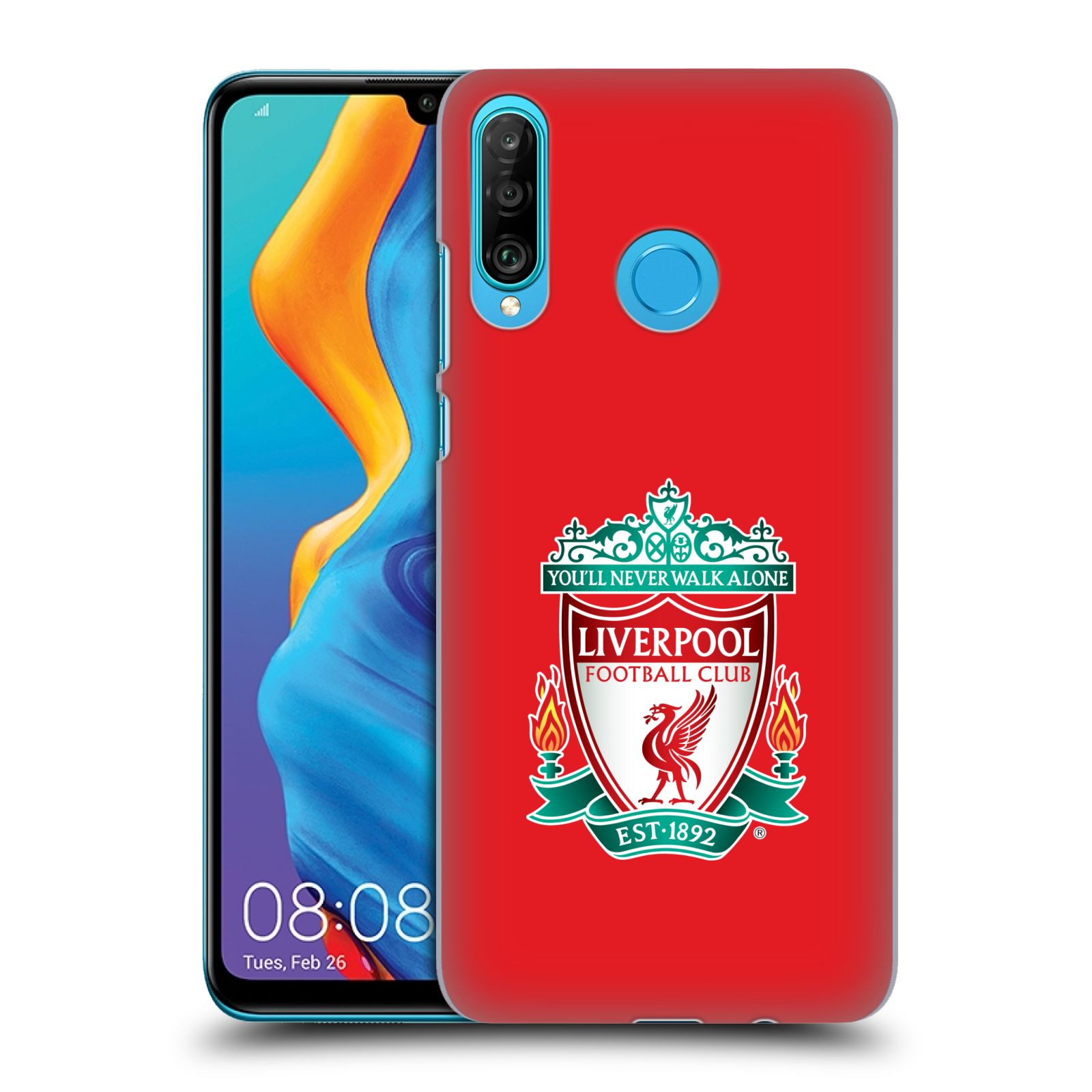 Pouzdro na mobil Huawei P30 LITE - HEAD CASE - Fotbalový klub Liverpool barevný znak červené pozadí