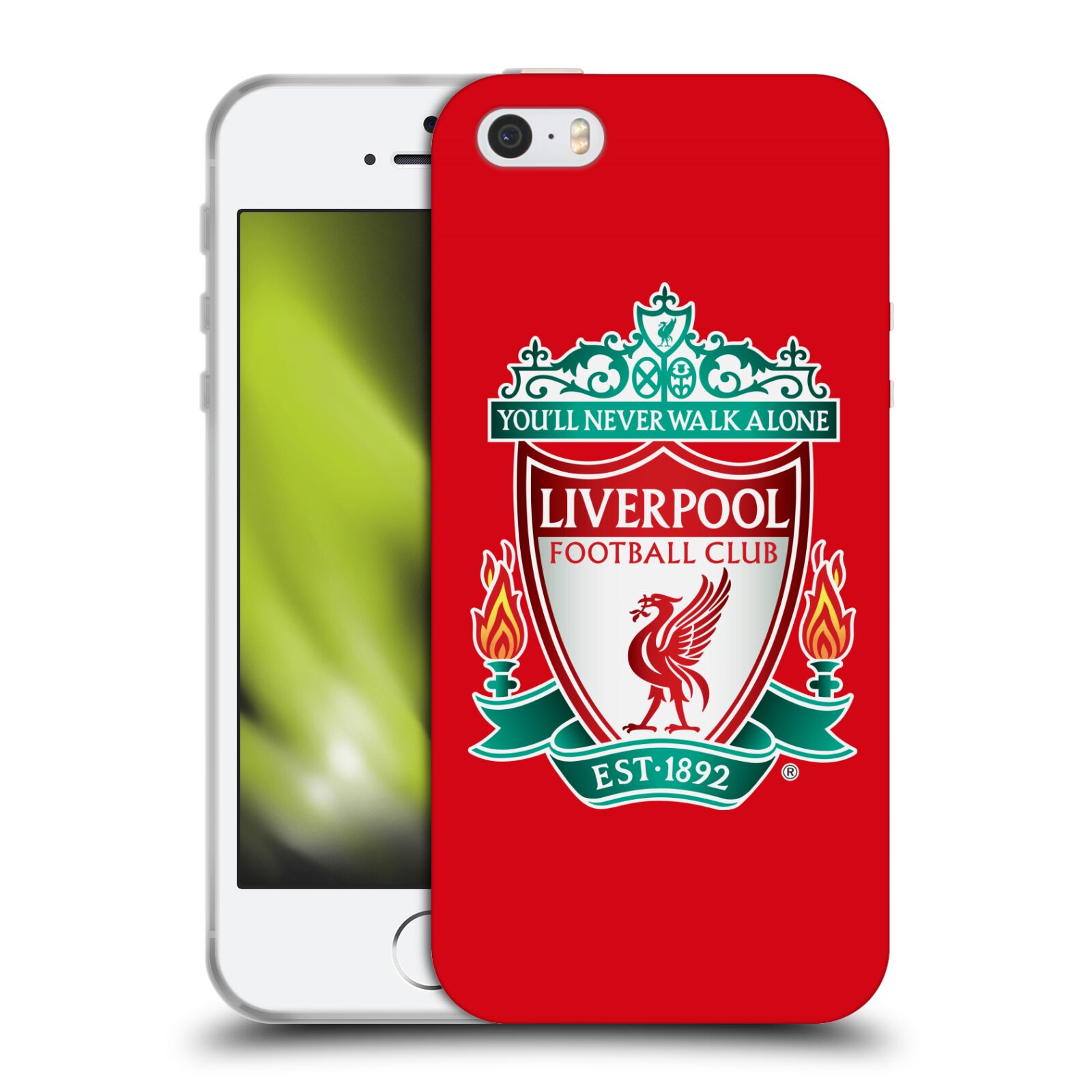 HEAD CASE silikonový obal na mobil Apple Iphone 5/5S Fotbalový klub Liverpool barevný znak červené pozadí