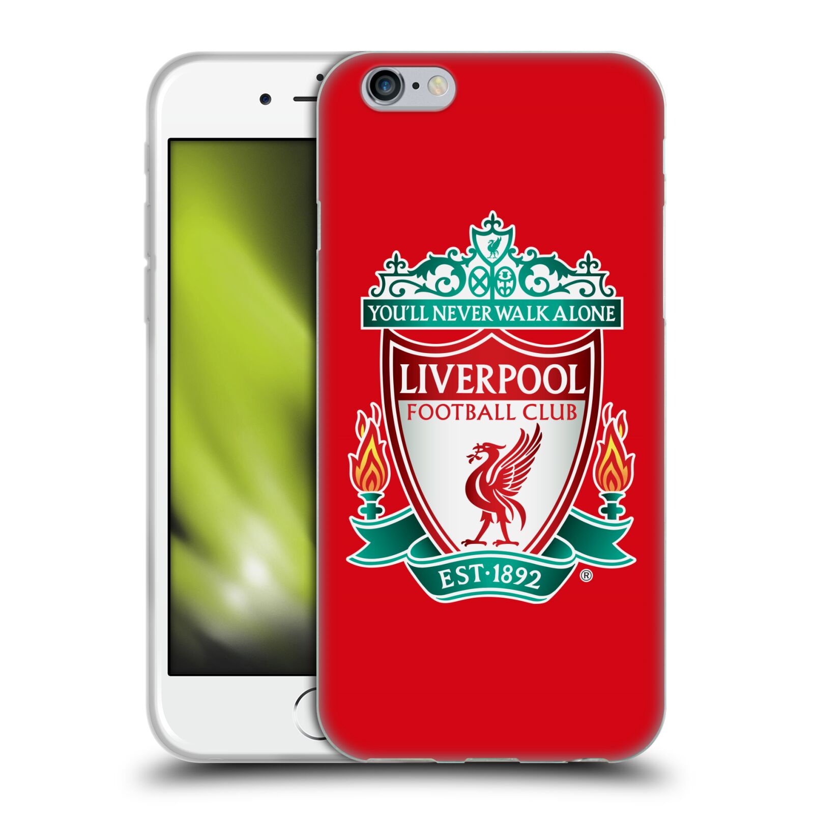 HEAD CASE silikonový obal na mobil Apple Iphone 6/6S Fotbalový klub Liverpool barevný znak červené pozadí