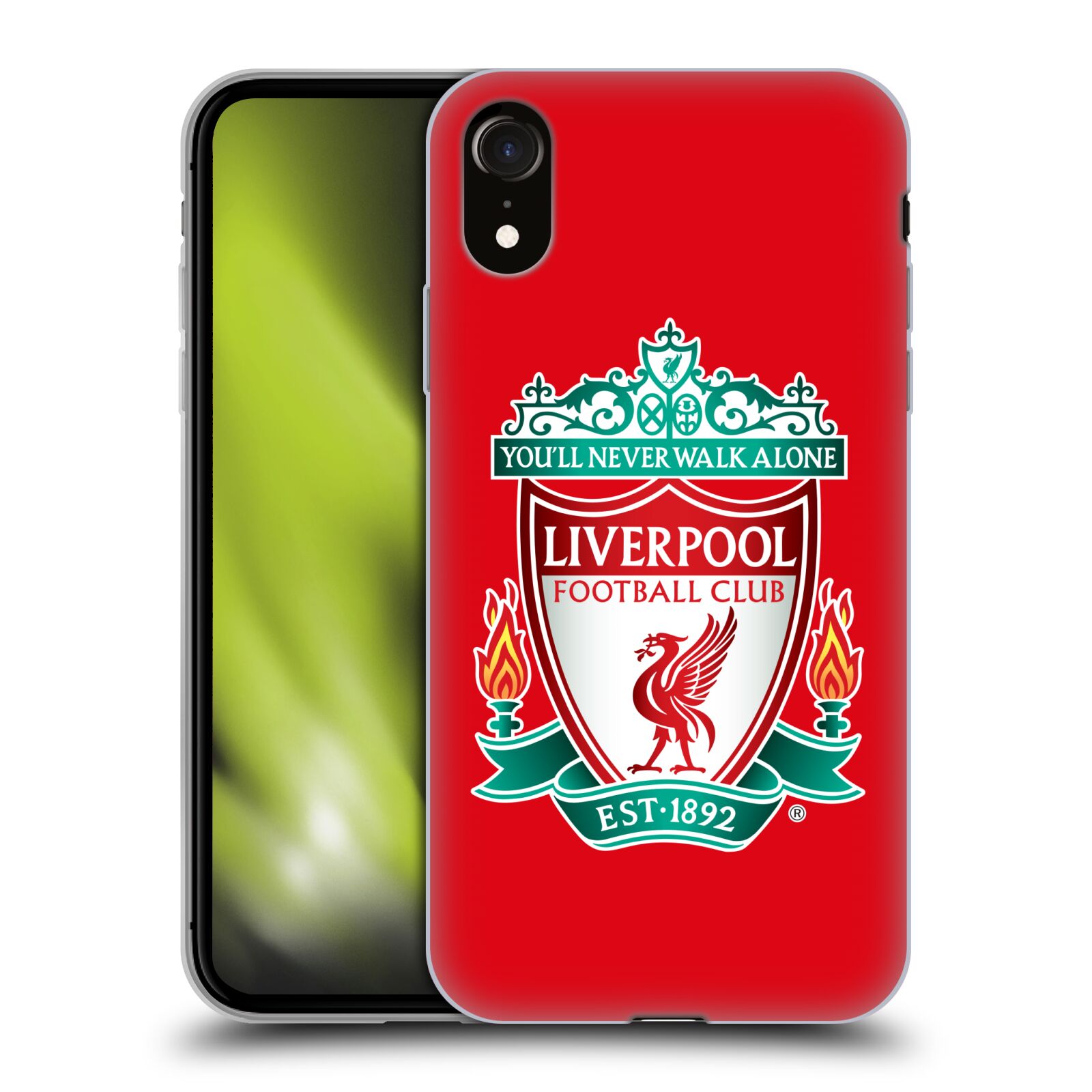 HEAD CASE silikon obal na mobil Apple Iphone XR Fotbalový klub Liverpool barevný znak červené pozadí