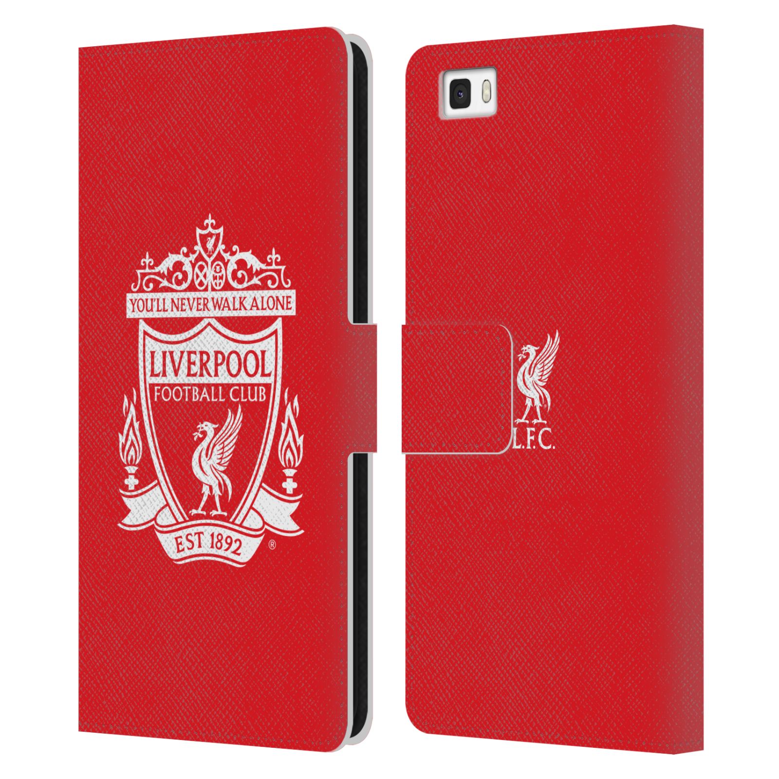 HEAD CASE Flipové pouzdro pro mobil Huawei P8 LITE LIVERPOOL FC OFICIÁLNÍ ZNAK bílý znak na červené