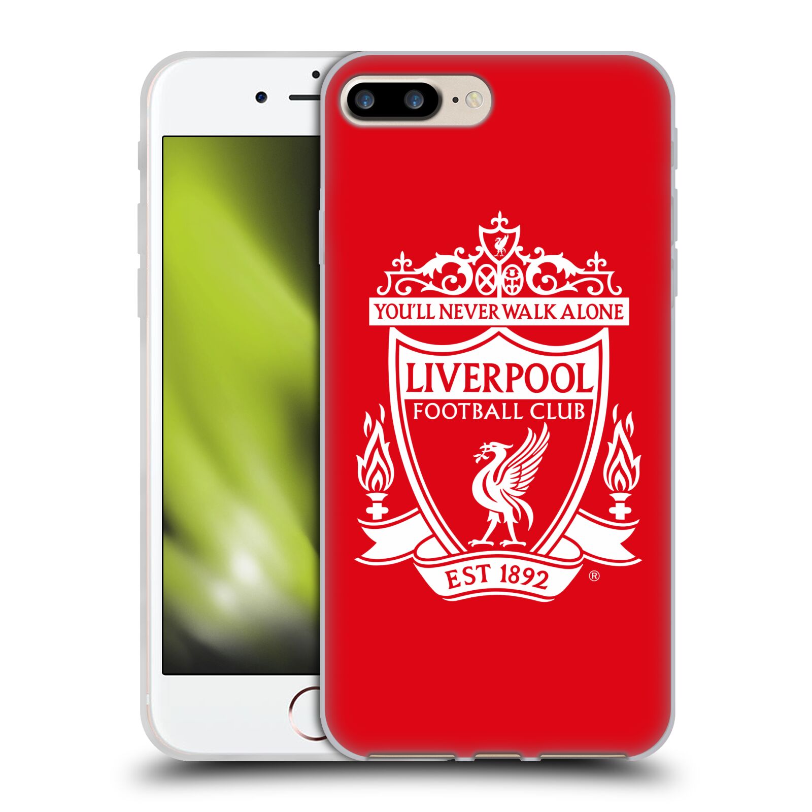 HEAD CASE silikonový obal na mobil Apple Iphone 7 PLUS Fotbalový klub Liverpool bílý znak červené pozadí
