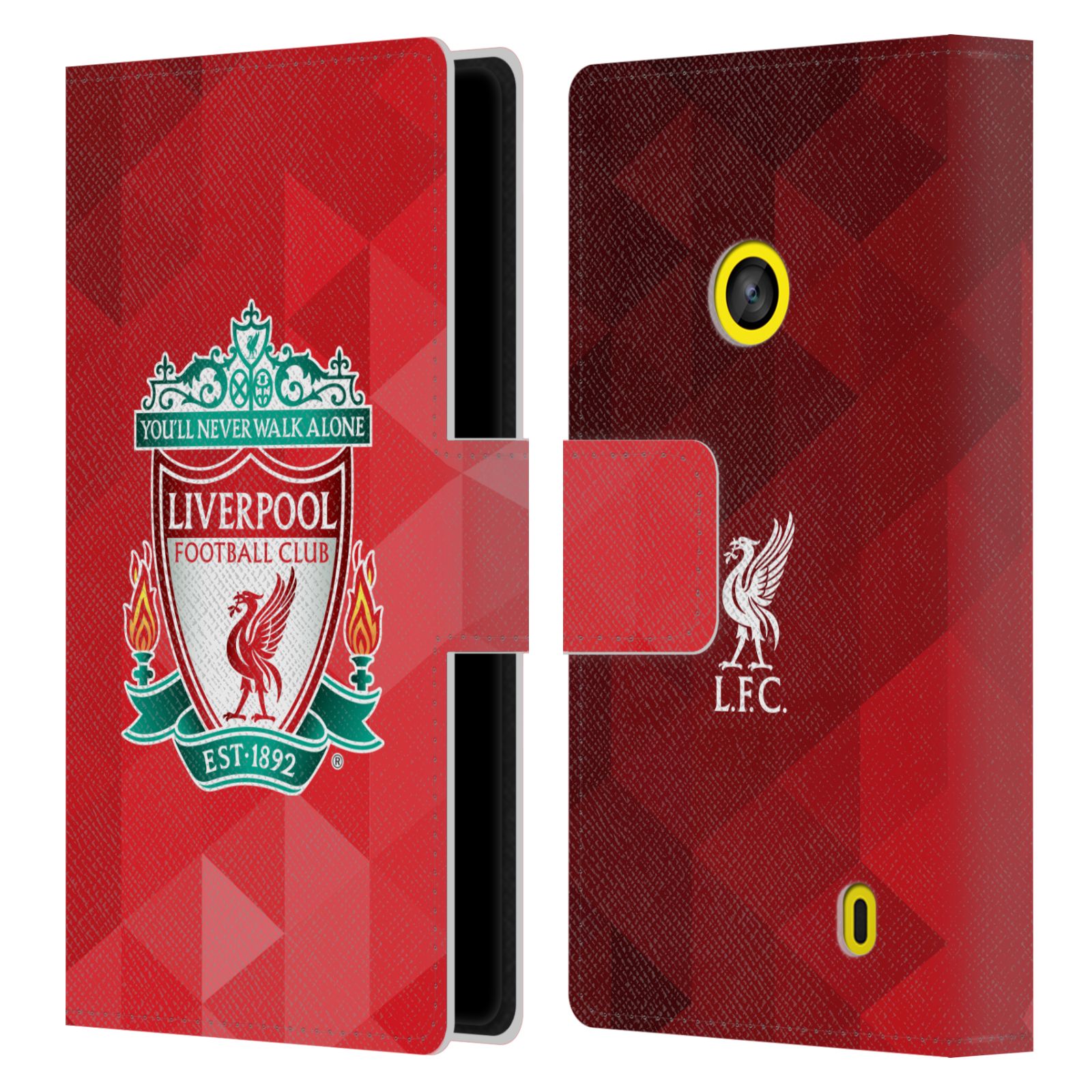 HEAD CASE Flipové pouzdro pro mobil NOKIA LUMIA 520 / 525 LIVERPOOL FC OFICIÁLNÍ ZNAK kostky barevný znak na červené