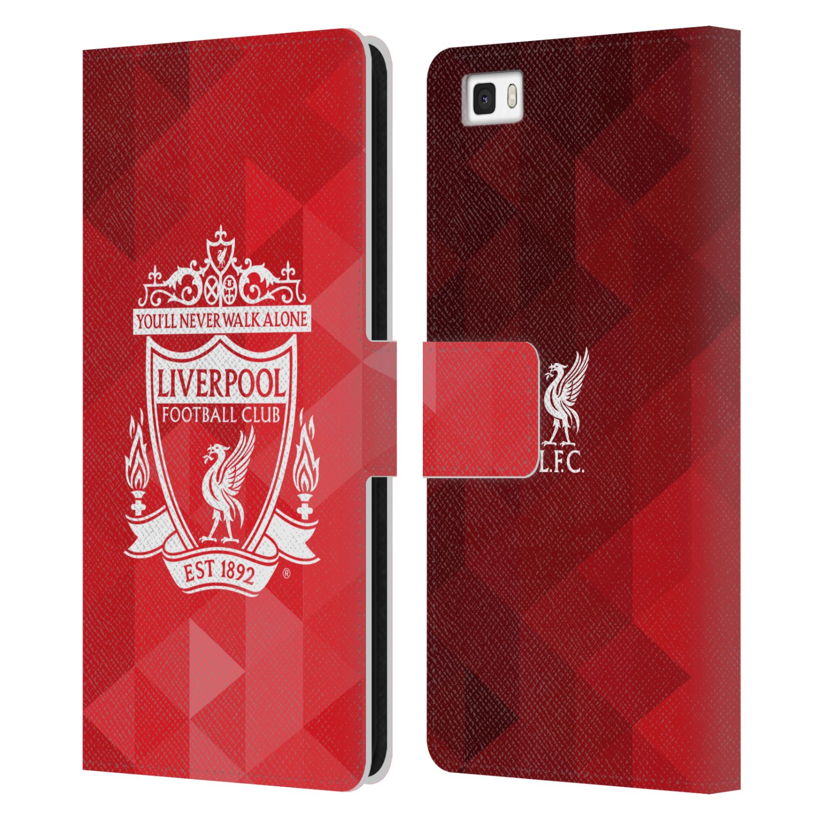 HEAD CASE Flipové pouzdro pro mobil Huawei P8 LITE LIVERPOOL FC OFICIÁLNÍ ZNAK kostky bílý znak na červené