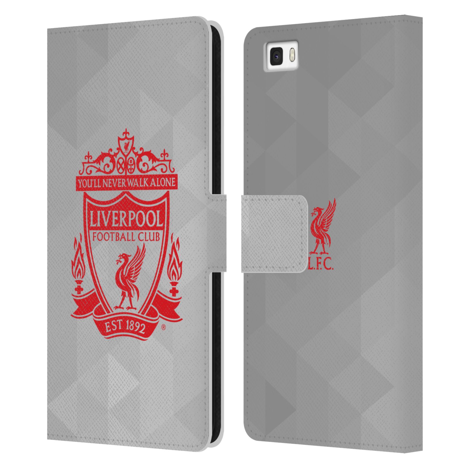 HEAD CASE Flipové pouzdro pro mobil Huawei P8 LITE LIVERPOOL FC OFICIÁLNÍ ZNAK kostky červený znak na bílé