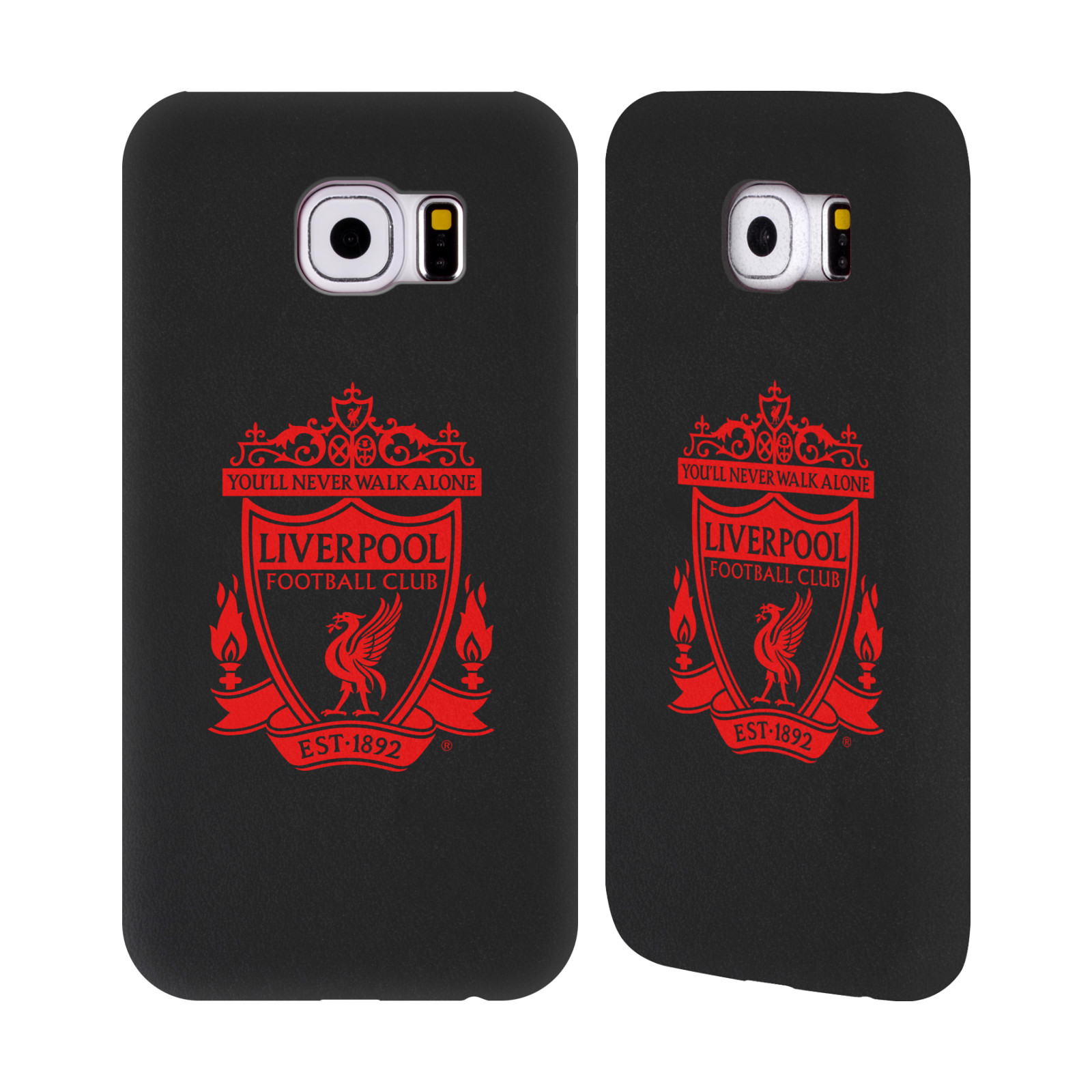 LIVERPOOL FC LFC CREST BLACK LEATHER BACK CASE COVER FOR SAMSUNG PHONES