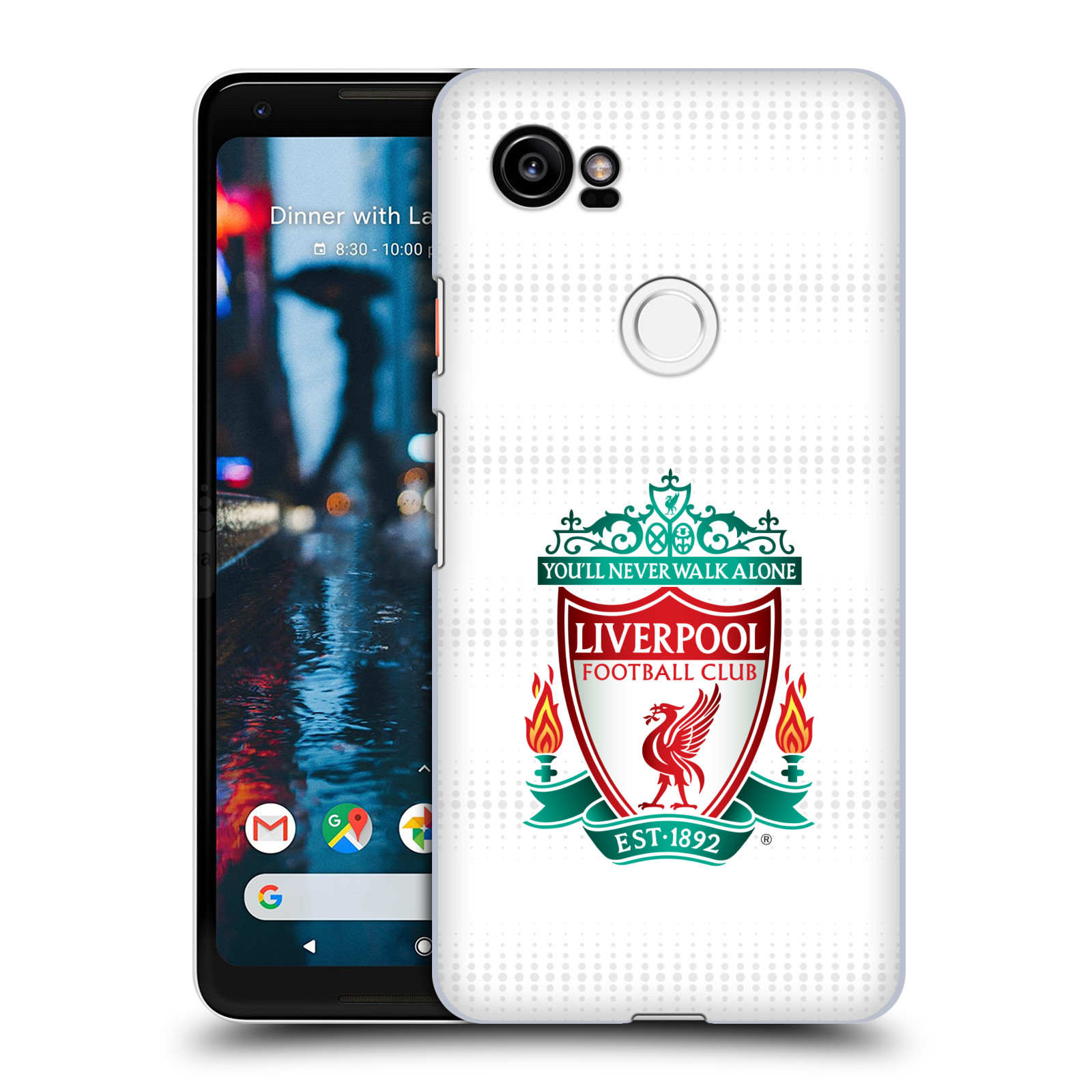 HEAD CASE plastový obal na mobil Google Pixel 2 XL Fotbalový klub Liverpool barevný znak bílé pozadí s tečkami