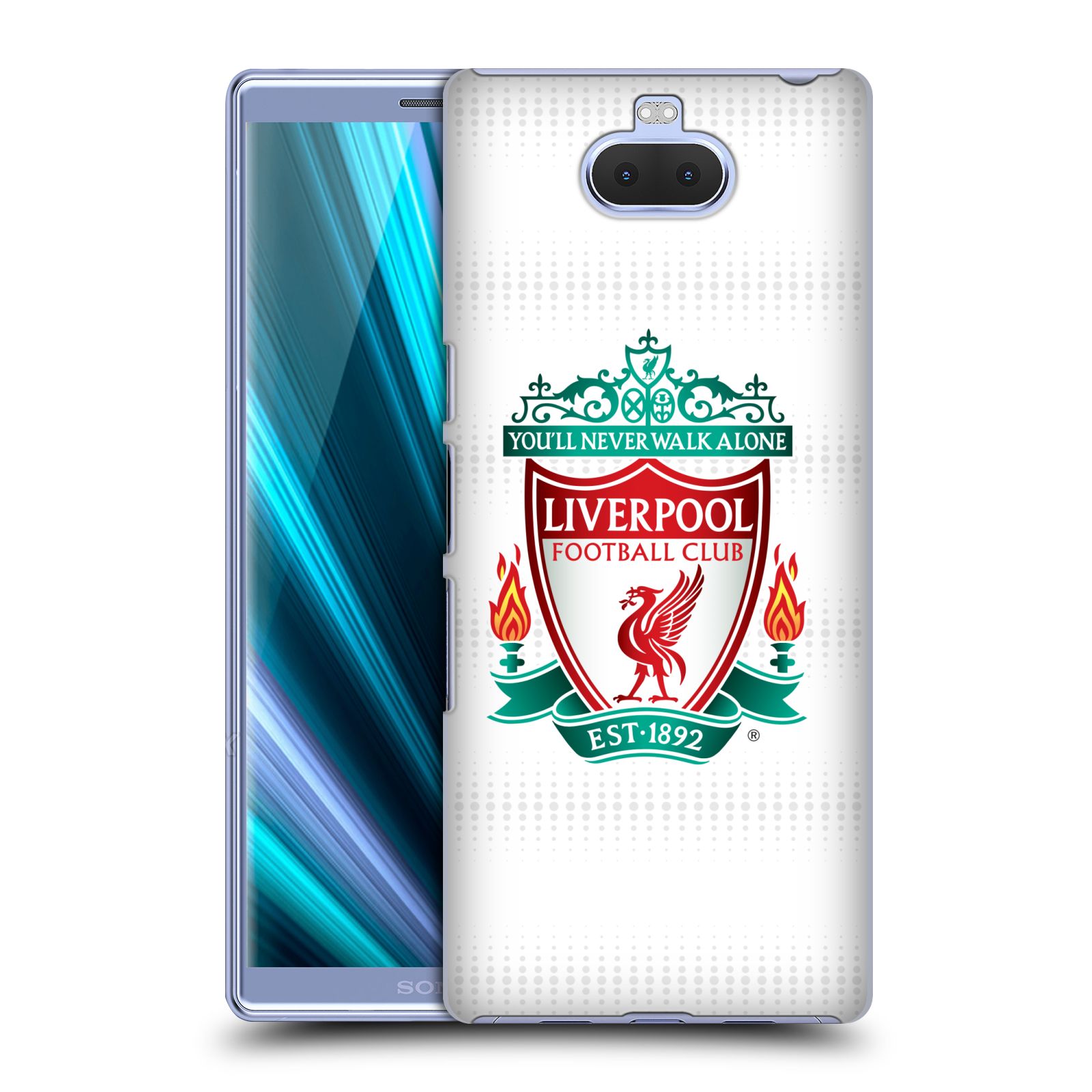 Pouzdro na mobil Sony Xperia 10 - Head Case - Fotbalový klub Liverpool barevný znak bílé pozadí s tečkami