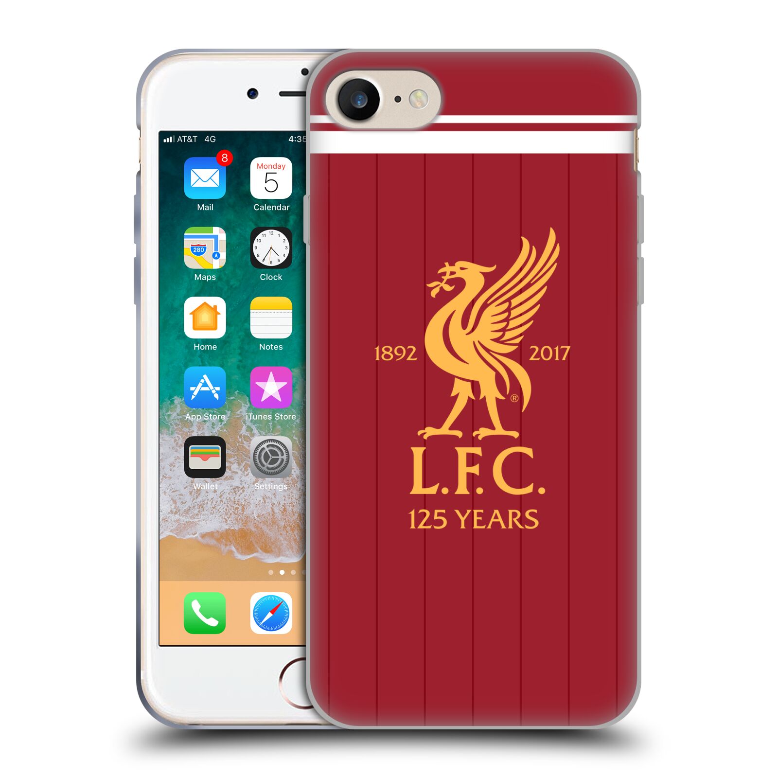HEAD CASE silikonový obal na mobil Apple Iphone 7 Fotbalový klub Liverpool fotbalový dres pták domácí rudá