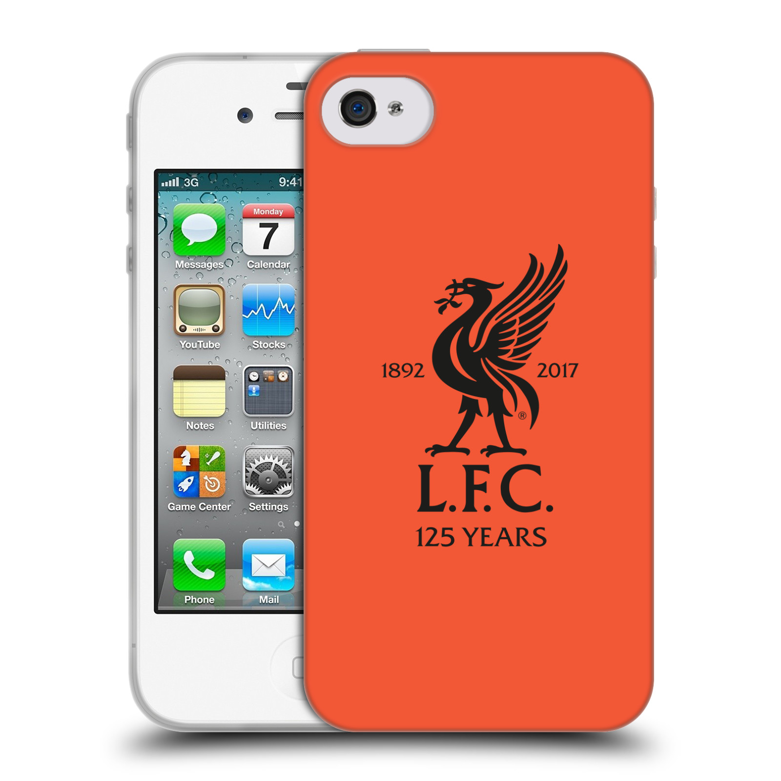 HEAD CASE silikonový obal na mobil Apple Iphone 4 Fotbalový klub Liverpool fotbalový dres oranžová