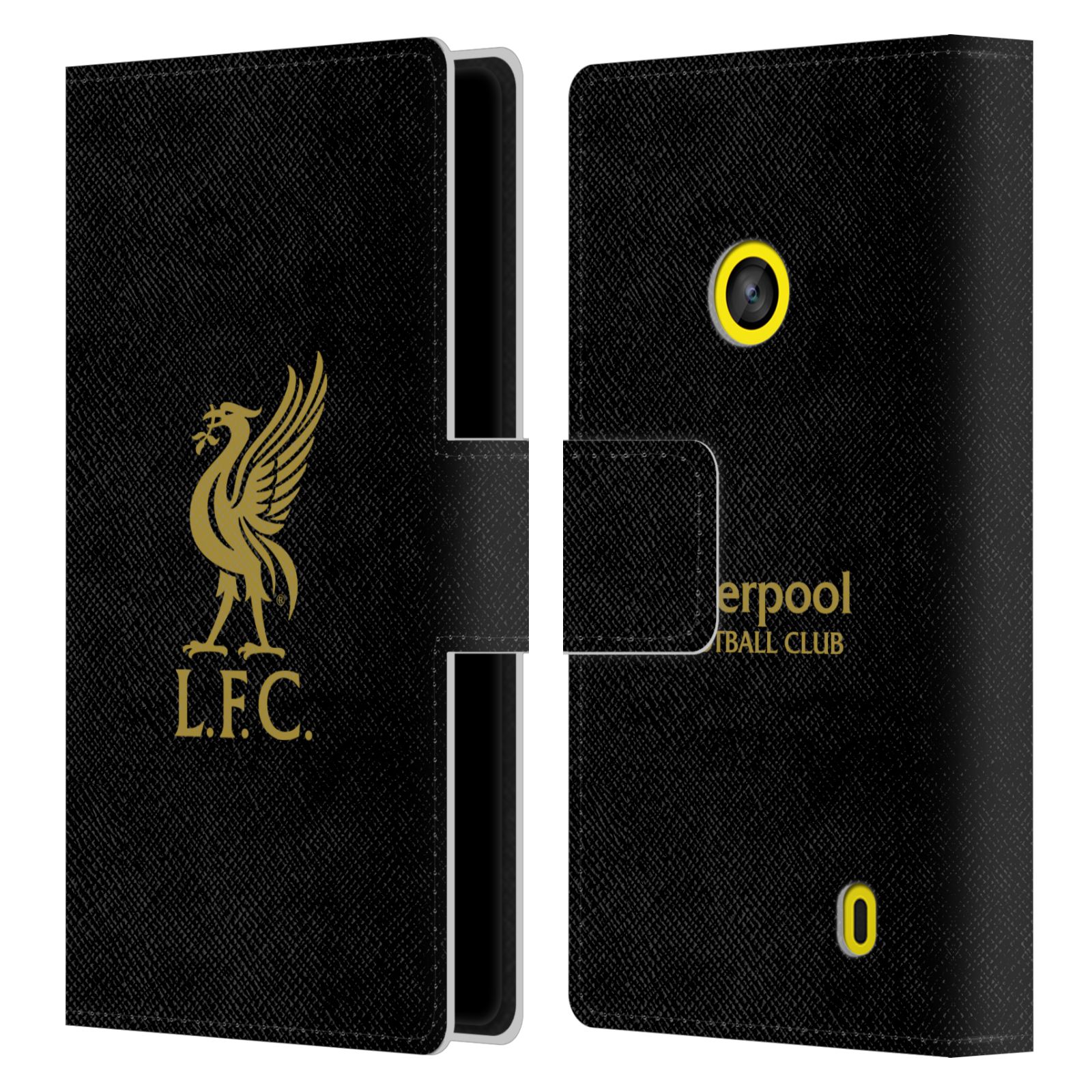 HEAD CASE Flipové pouzdro pro mobil NOKIA LUMIA 520 / 525 LIVERPOOL FC OFICIÁLNÍ ZNAK zlatá na černé
