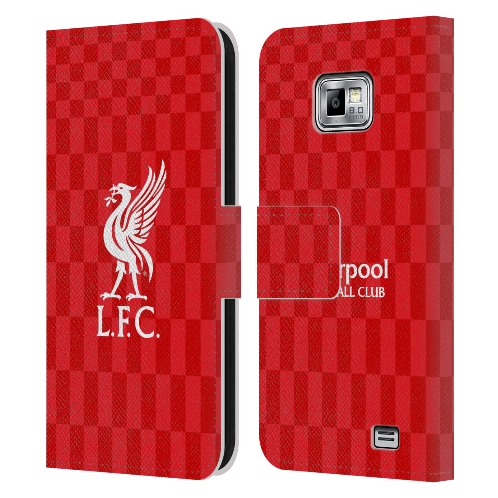 HEAD CASE Flipové pouzdro pro mobil Samsung Galaxy S2 i9100 LIVERPOOL FC OFICIÁLNÍ ZNAK kostky dres bílá na červené