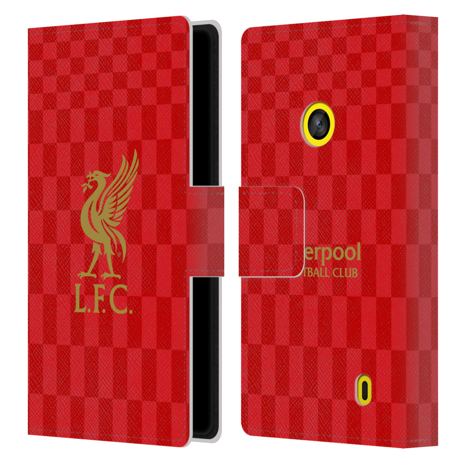 HEAD CASE Flipové pouzdro pro mobil NOKIA LUMIA 520 / 525 LIVERPOOL FC OFICIÁLNÍ ZNAK kostky dres zlatá na červené
