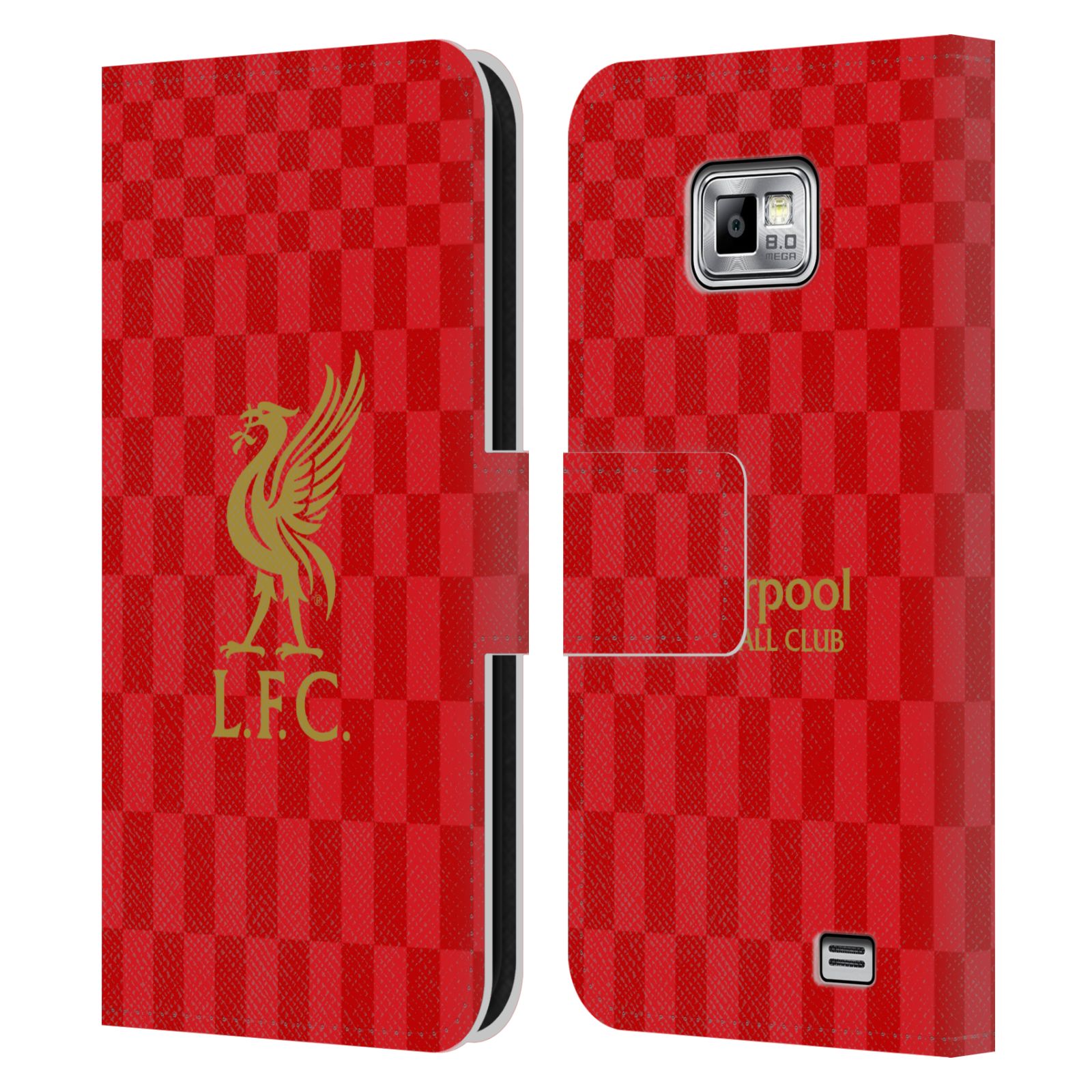 HEAD CASE Flipové pouzdro pro mobil Samsung Galaxy S2 i9100 LIVERPOOL FC OFICIÁLNÍ ZNAK kostky dres zlatá na červené