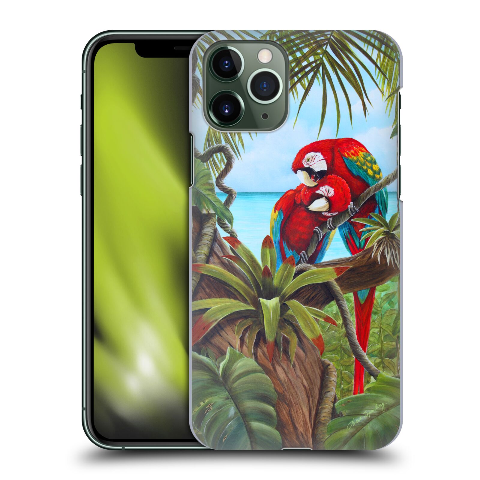 Zadní obal pro mobil Apple Iphone 11 PRO - HEAD CASE - Lisa Sparling - Zamilovaní Papoušci