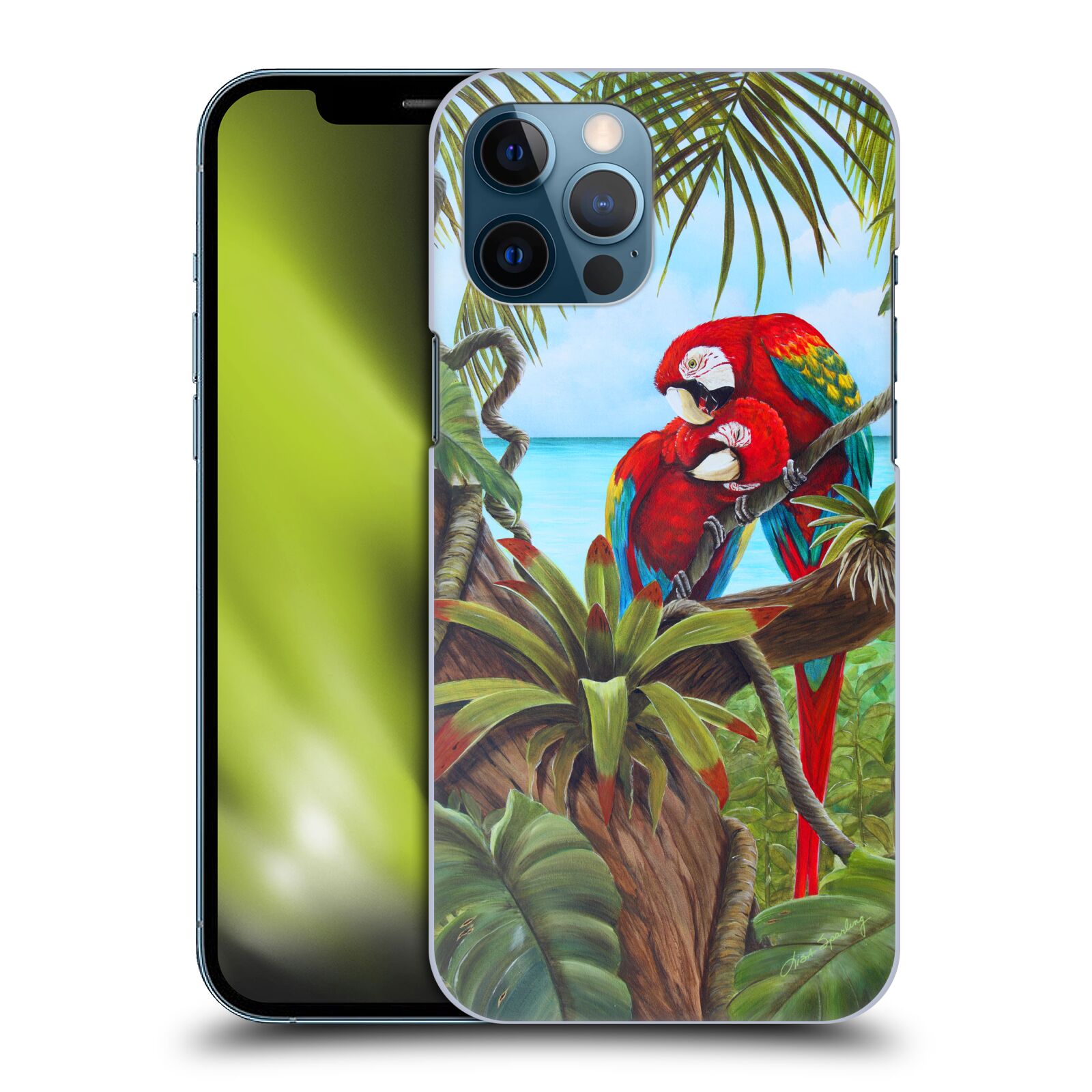 Zadní obal pro mobil Apple iPhone 12 PRO MAX - HEAD CASE - Lisa Sparling - Zamilovaní Papoušci