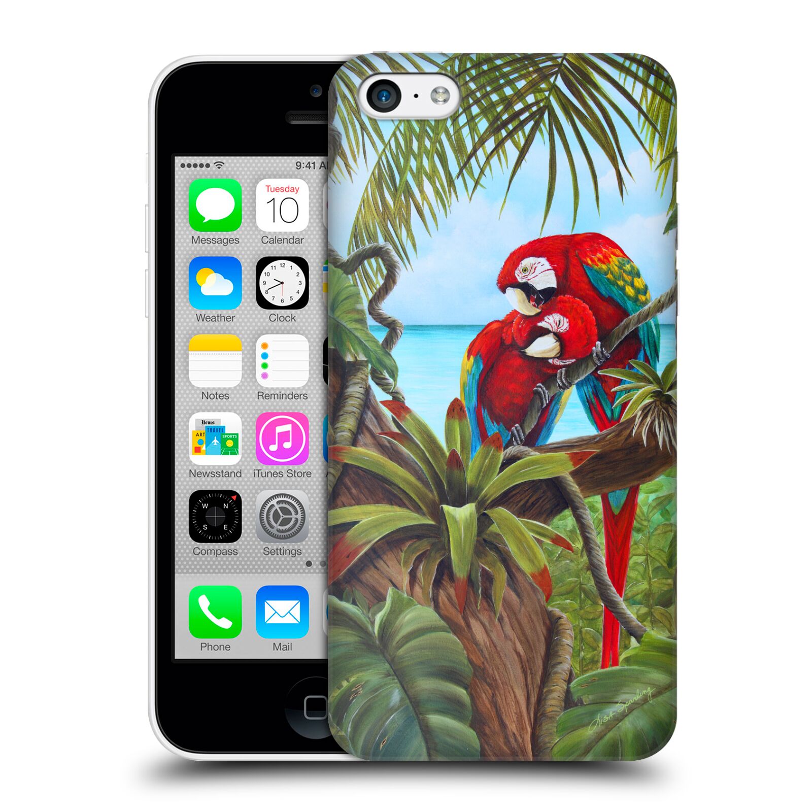 Zadní obal pro mobil Apple Iphone 5C - HEAD CASE - Lisa Sparling - Zamilovaní Papoušci