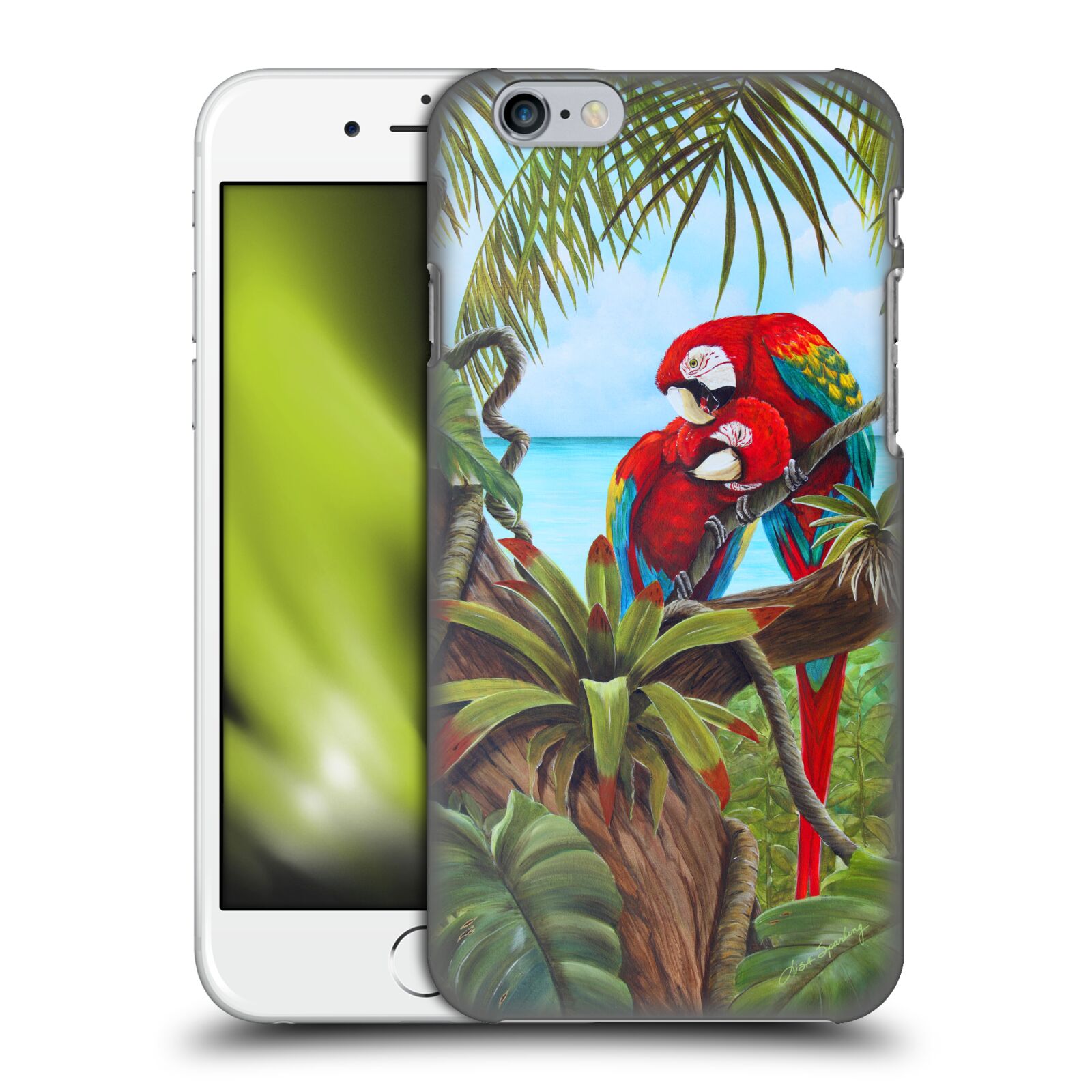 Zadní obal pro mobil Apple Iphone 6/6S - HEAD CASE - Lisa Sparling - Zamilovaní Papoušci
