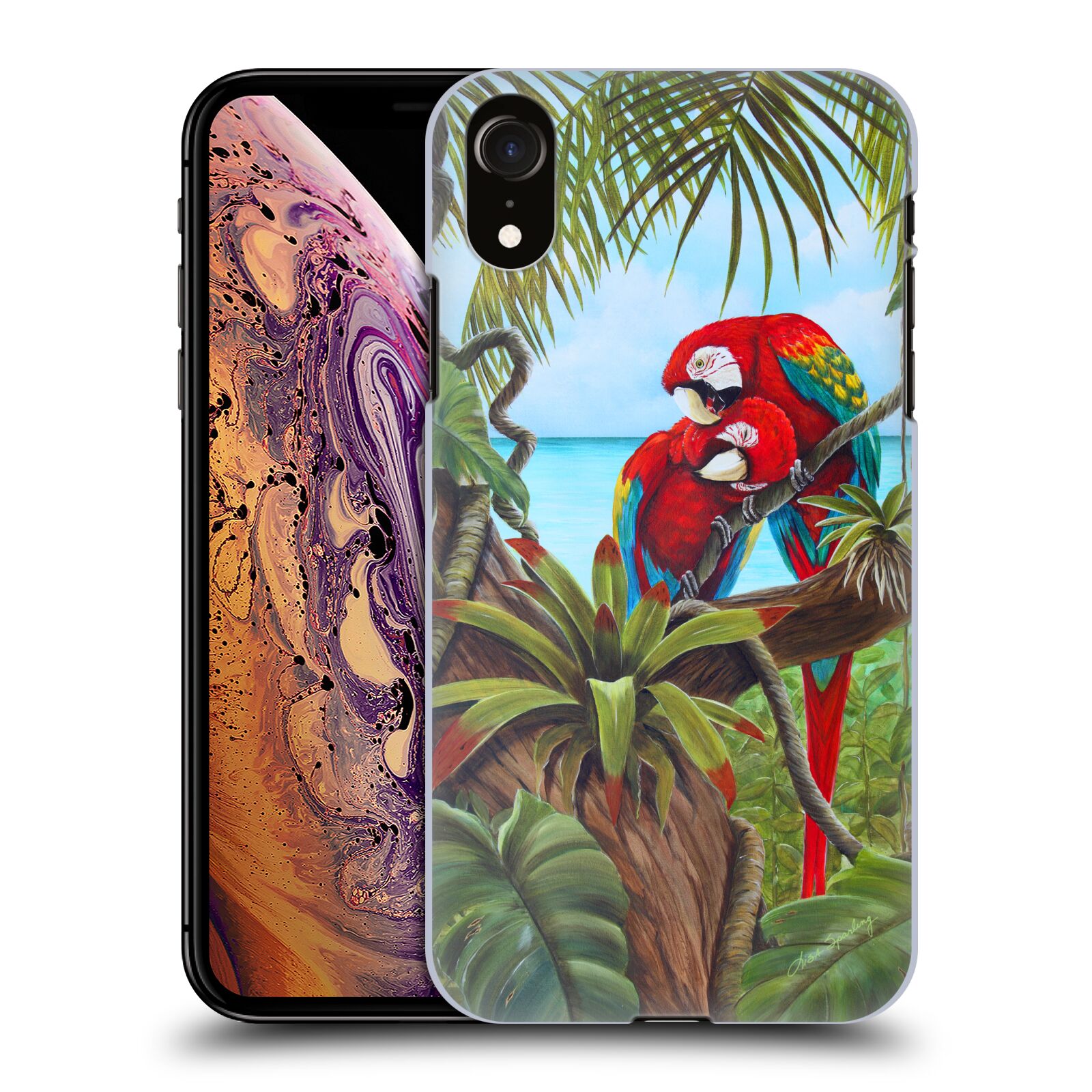 Zadní obal pro mobil Apple Iphone XR - HEAD CASE - Lisa Sparling - Zamilovaní Papoušci