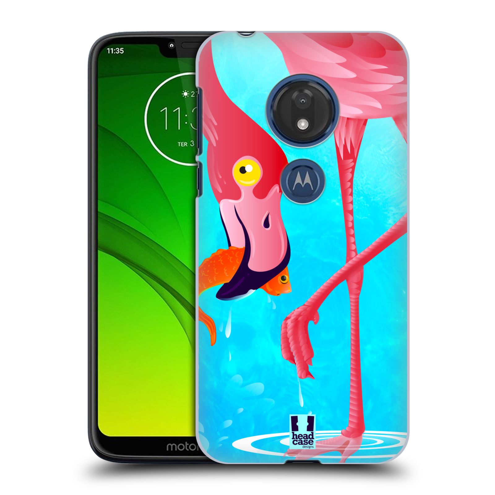Pouzdro na mobil Motorola Moto G7 Play vzor dlouhé nohy kreslená zvířátka plameňák