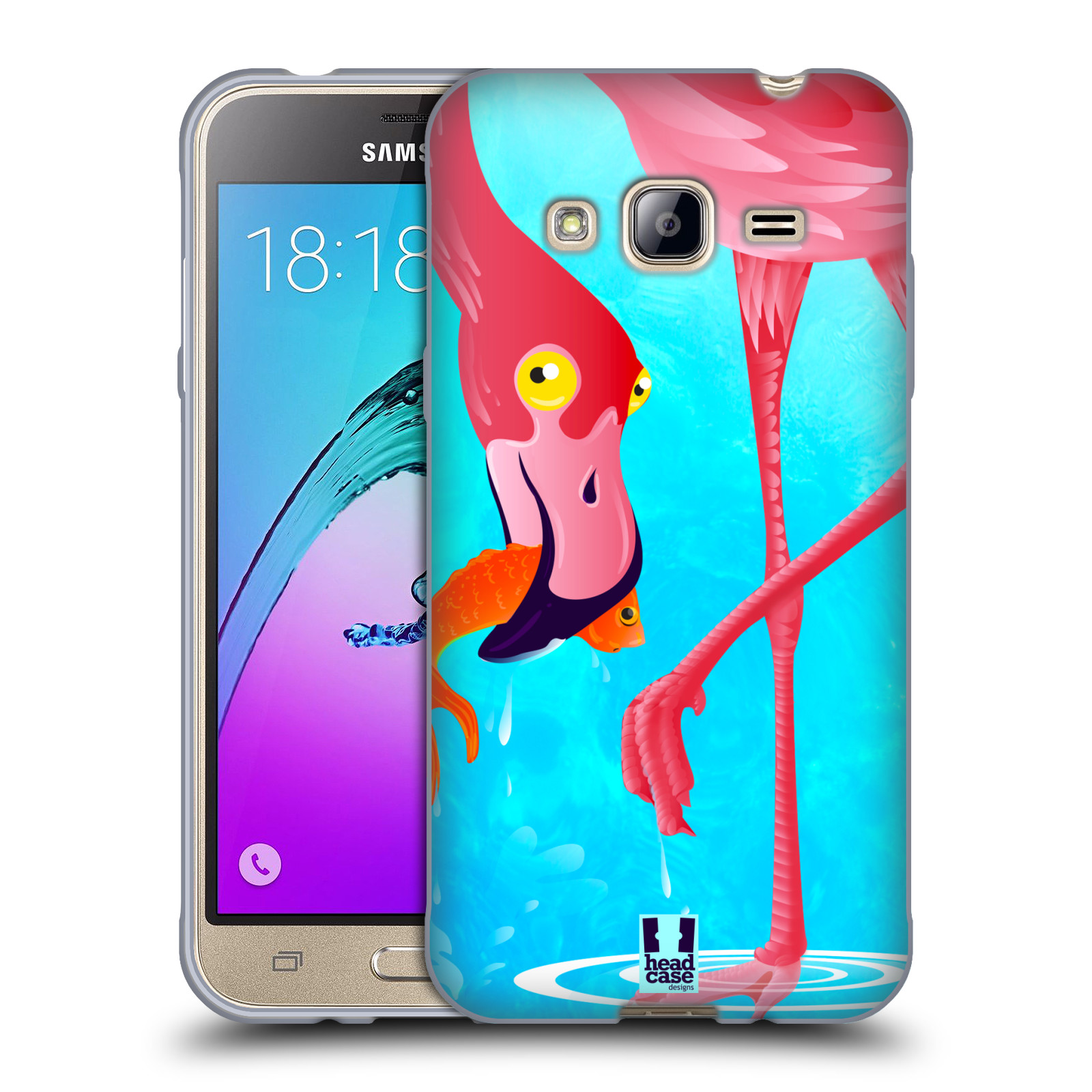HEAD CASE silikonový obal na mobil Samsung Galaxy J3, J3 2016 vzor dlouhé nohy kreslená zvířátka plameňák