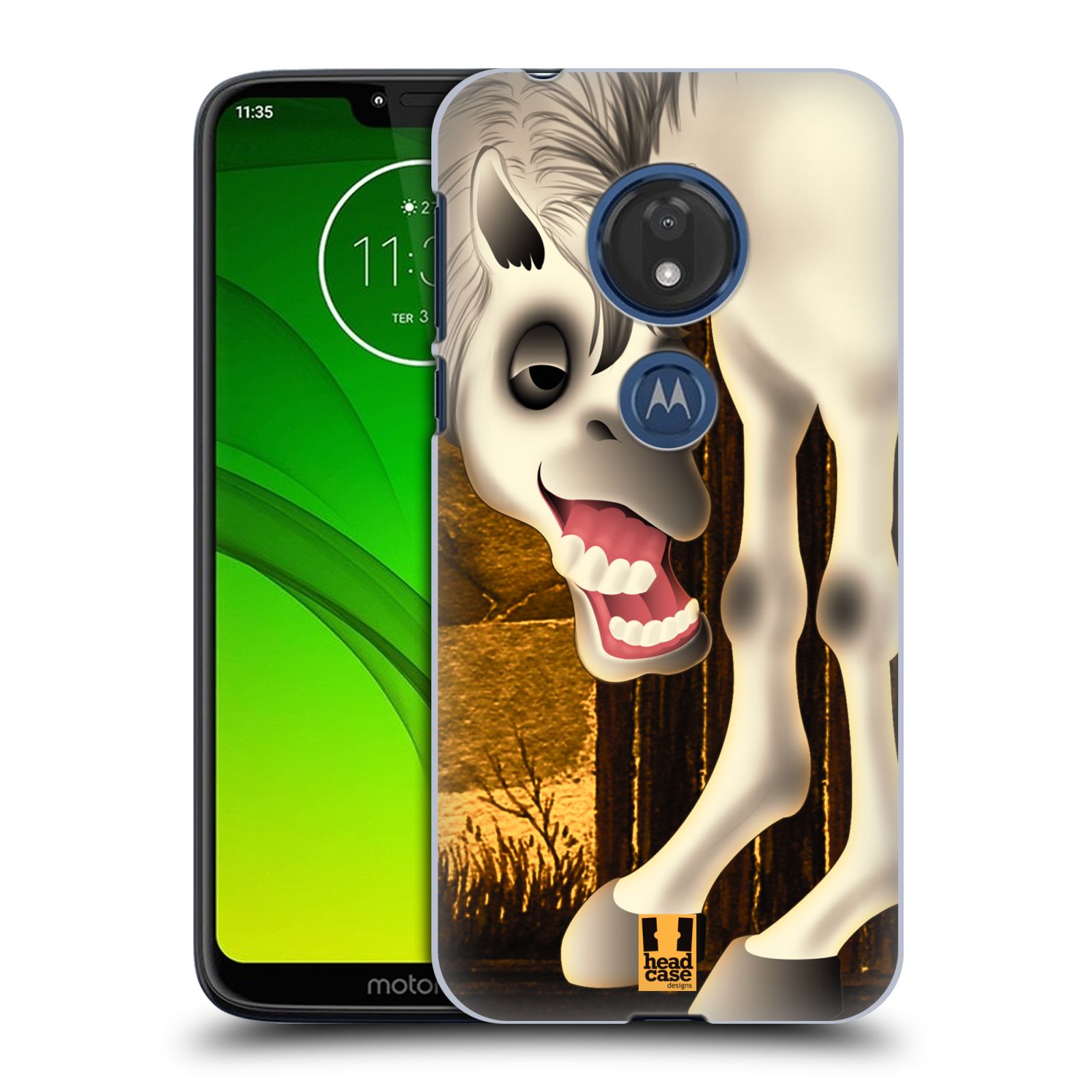 Pouzdro na mobil Motorola Moto G7 Play vzor dlouhé nohy kreslená zvířátka kůň