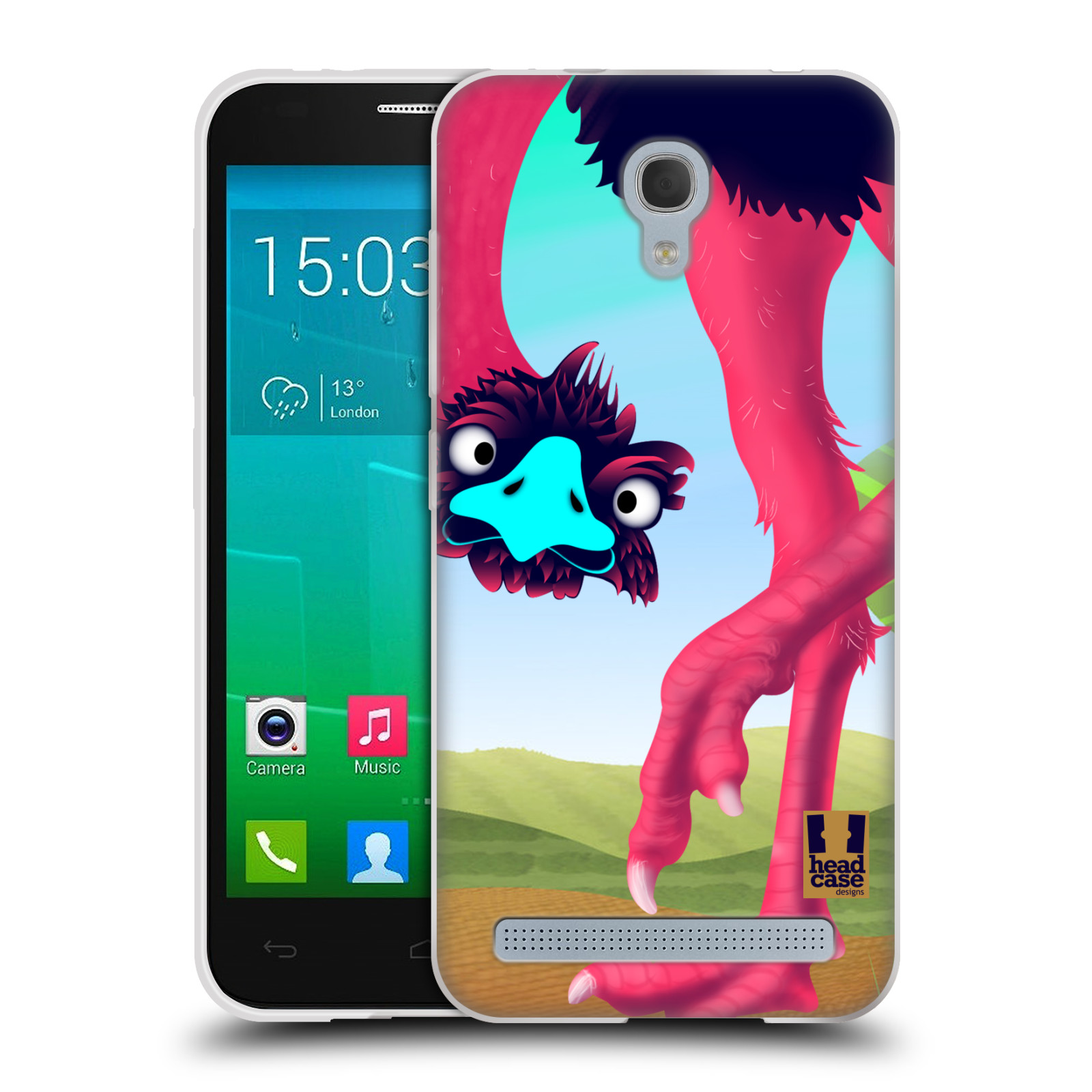 HEAD CASE silikonový obal na mobil Alcatel Idol 2 MINI S 6036Y vzor dlouhé nohy kreslená zvířátka pštros