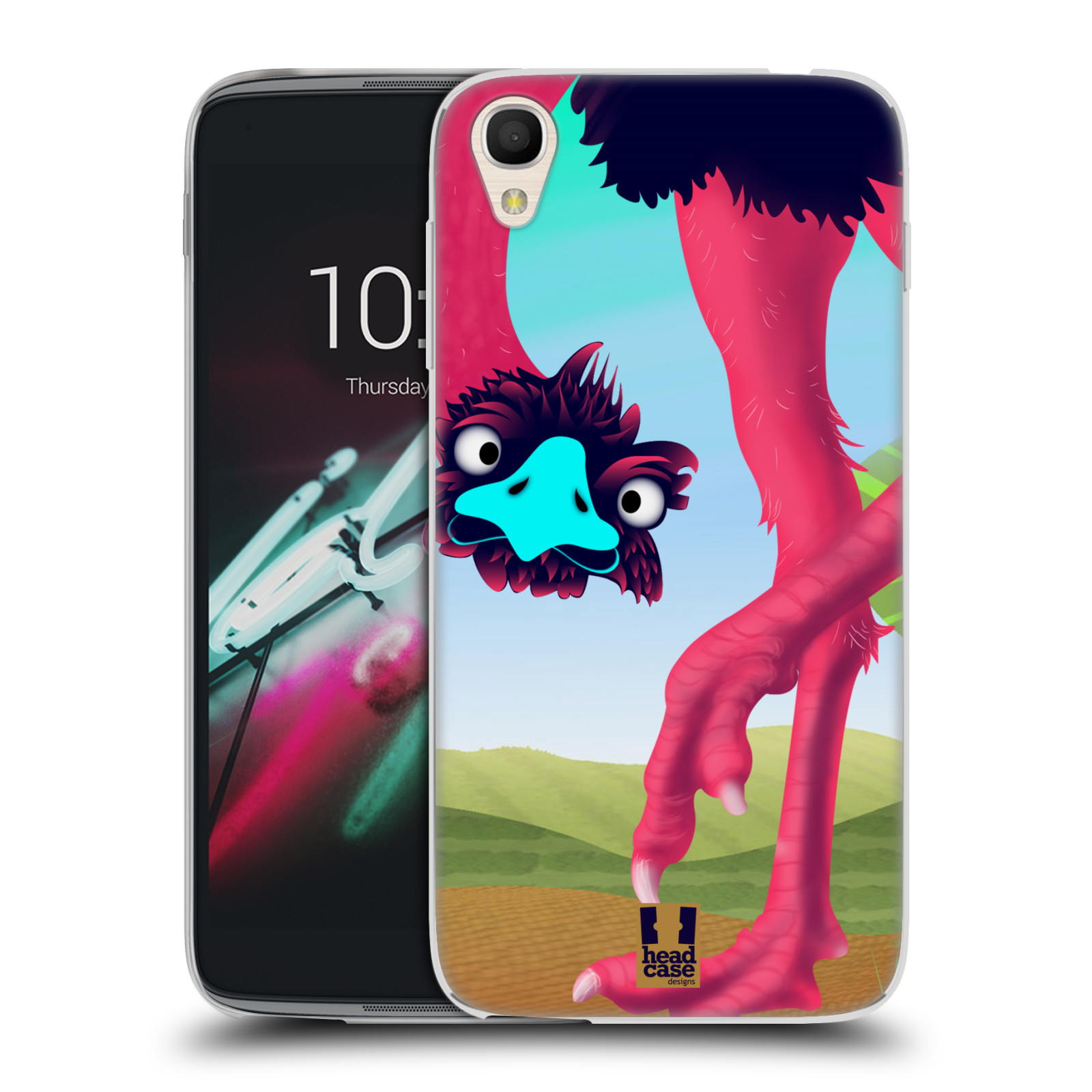 HEAD CASE silikonový obal na mobil Alcatel Idol 3 OT-6039Y (4.7) vzor dlouhé nohy kreslená zvířátka pštros