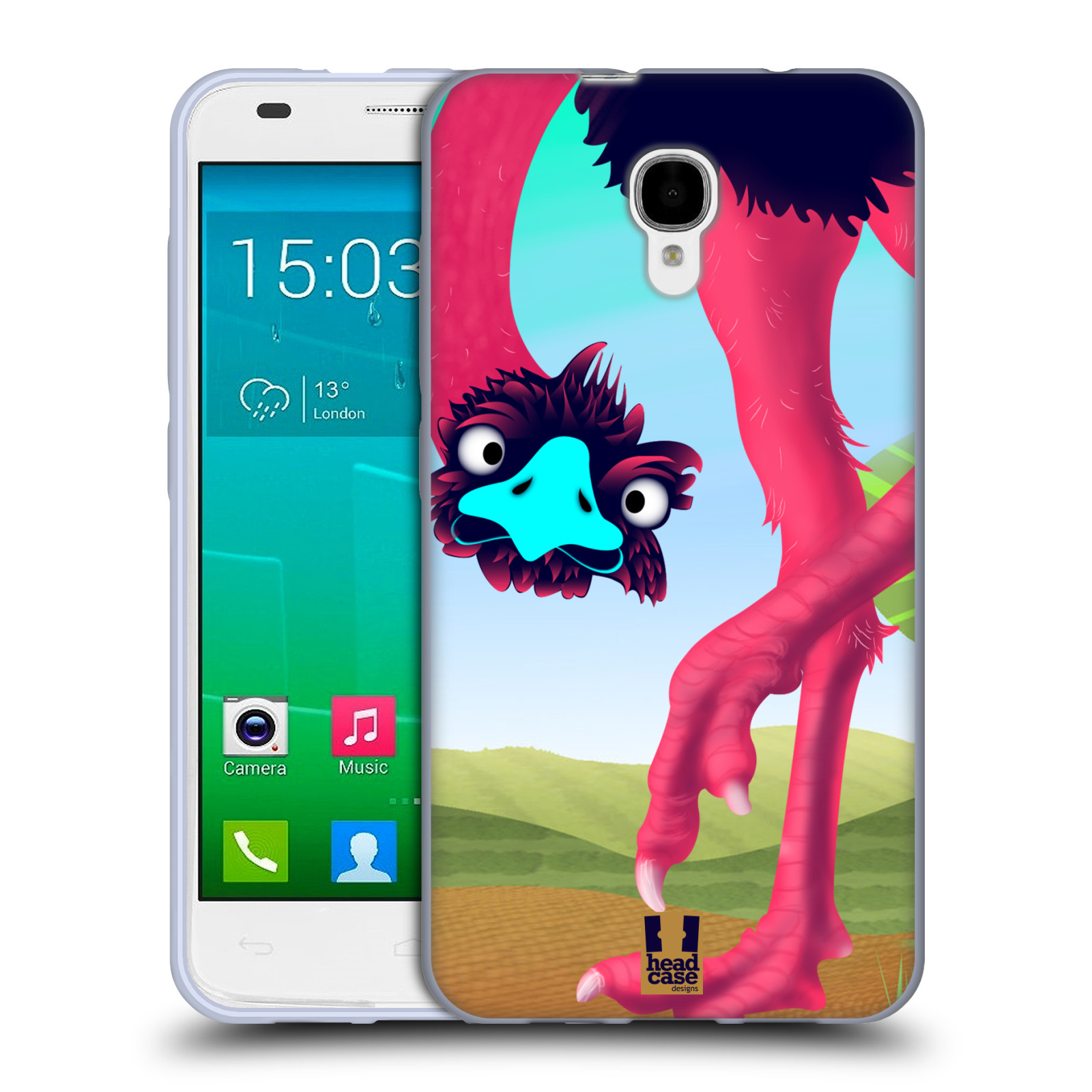 HEAD CASE silikonový obal na mobil Alcatel Idol 2 S OT-6050 vzor dlouhé nohy kreslená zvířátka pštros