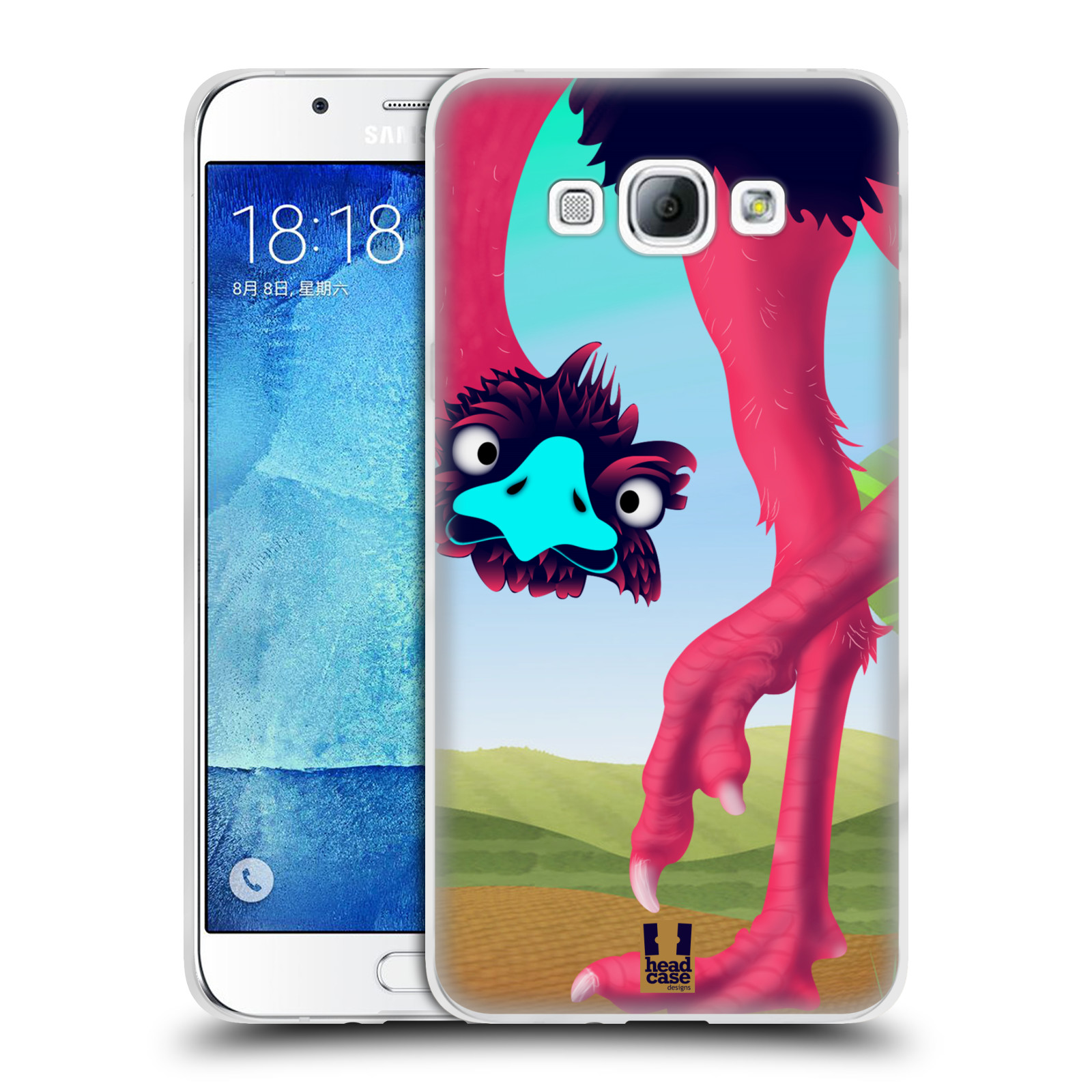 HEAD CASE silikonový obal na mobil Samsung Galaxy A8 vzor dlouhé nohy kreslená zvířátka pštros