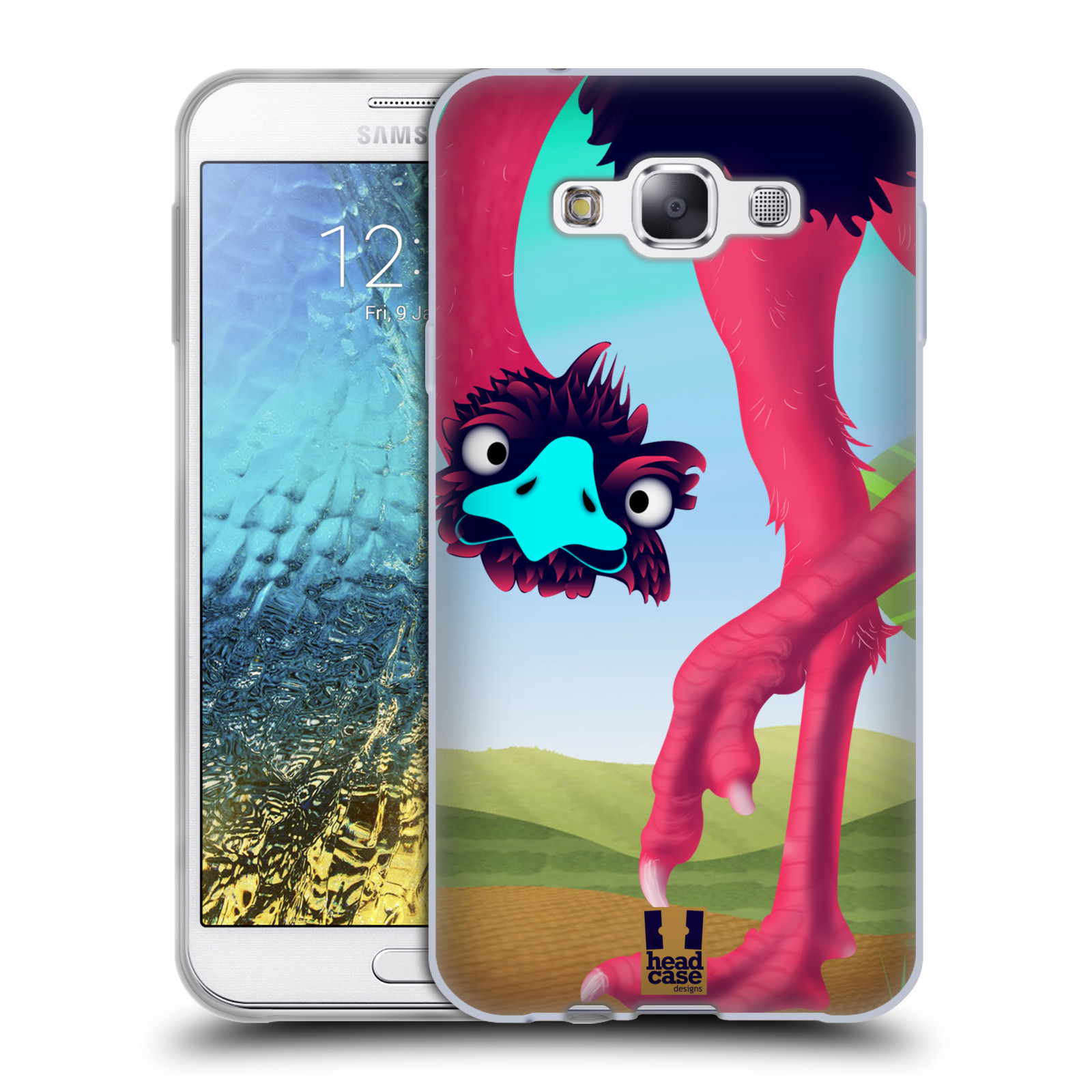 HEAD CASE silikonový obal na mobil Samsung Galaxy E7 vzor dlouhé nohy kreslená zvířátka pštros