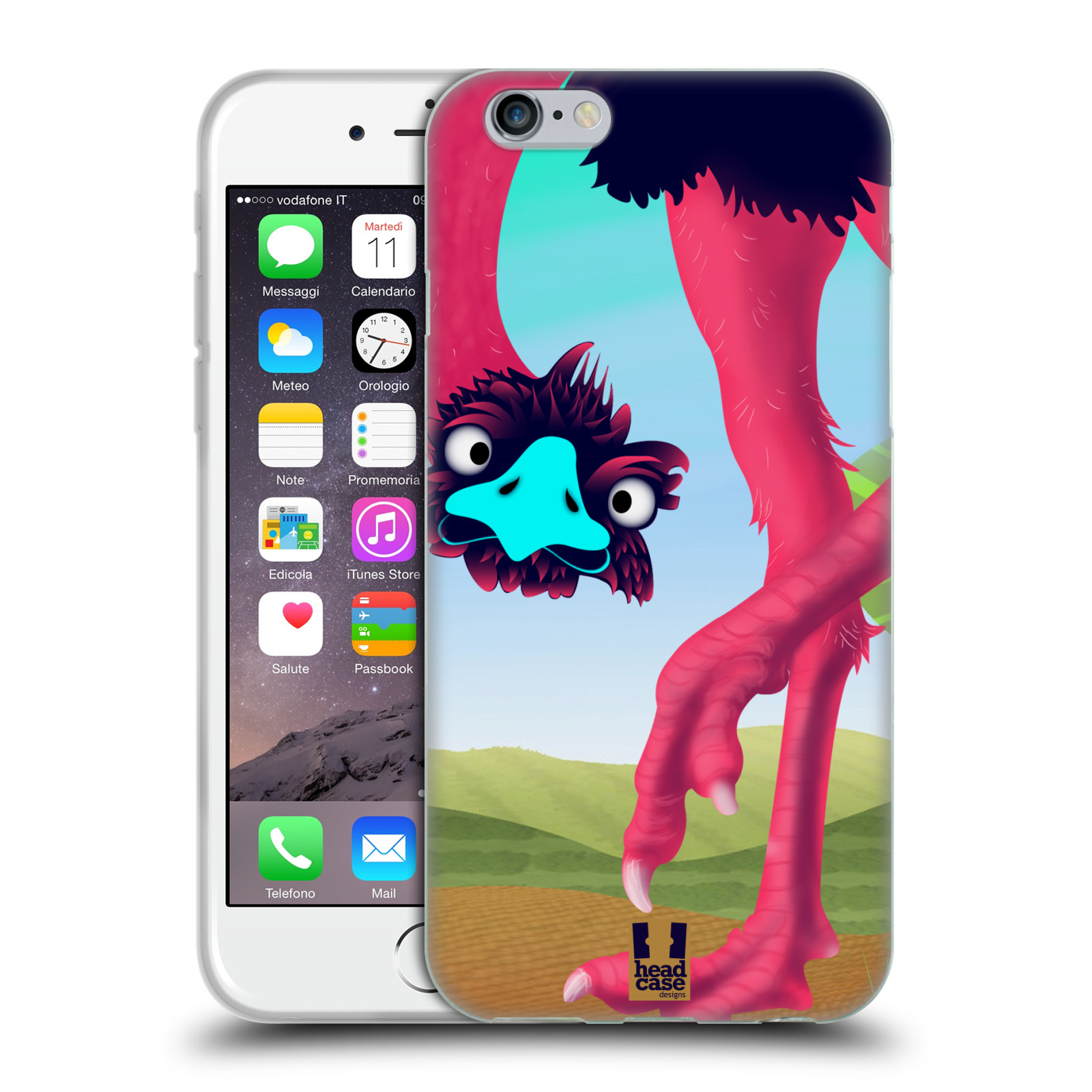 HEAD CASE silikonový obal na mobil Apple Iphone 6/6S vzor dlouhé nohy kreslená zvířátka pštros