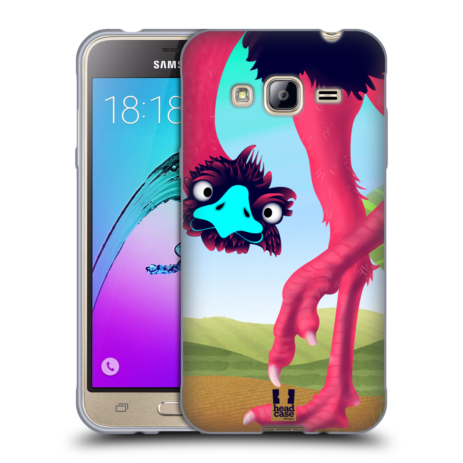 HEAD CASE silikonový obal na mobil Samsung Galaxy J3, J3 2016 vzor dlouhé nohy kreslená zvířátka pštros