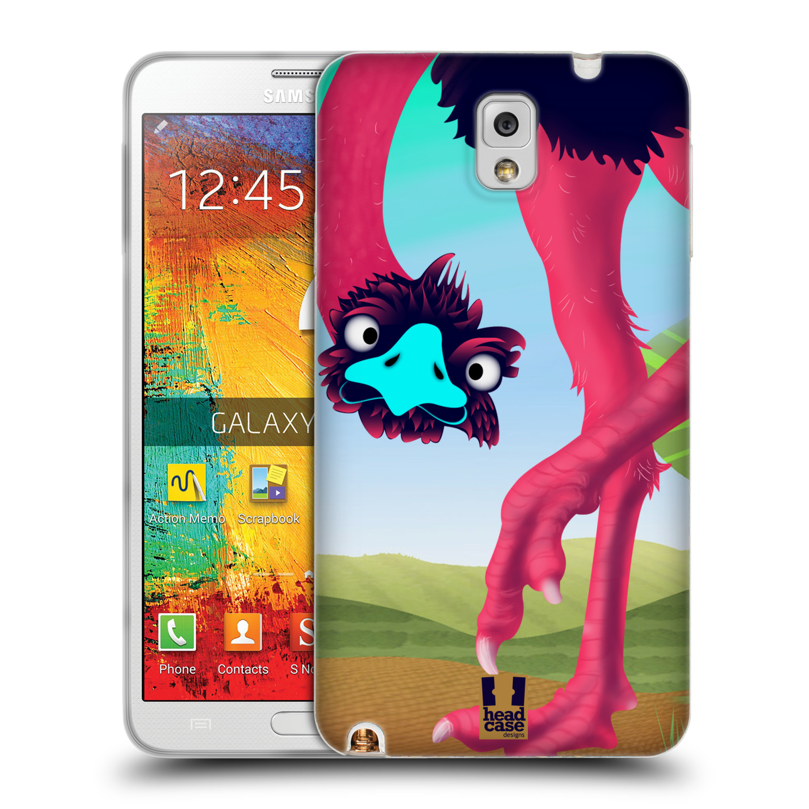 HEAD CASE silikonový obal na mobil Samsung Galaxy Note 3 (N9005) vzor dlouhé nohy kreslená zvířátka pštros