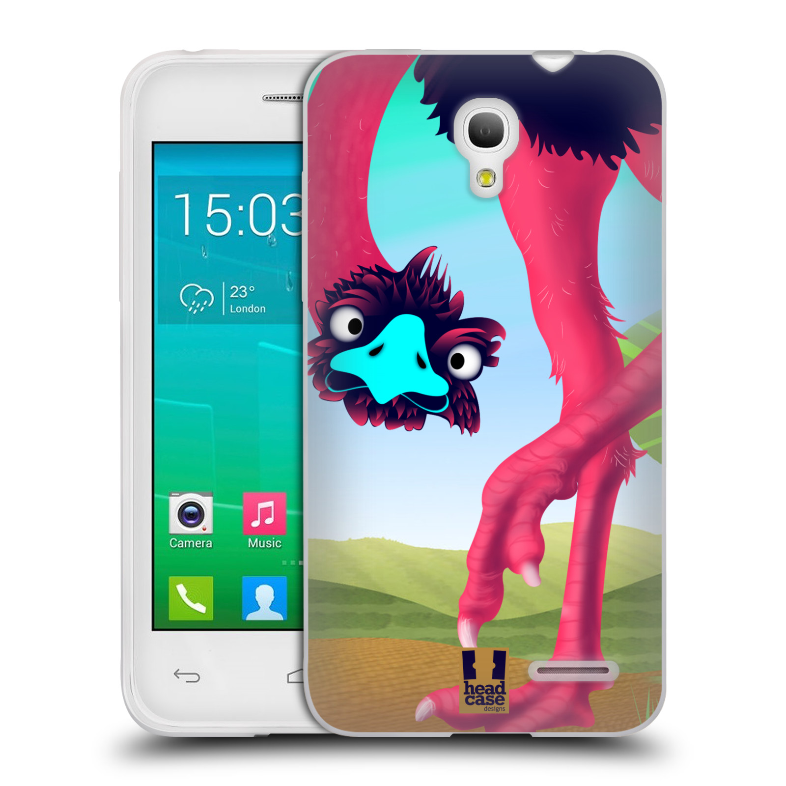 HEAD CASE silikonový obal na mobil Alcatel POP S3 OT-5050Y vzor dlouhé nohy kreslená zvířátka pštros