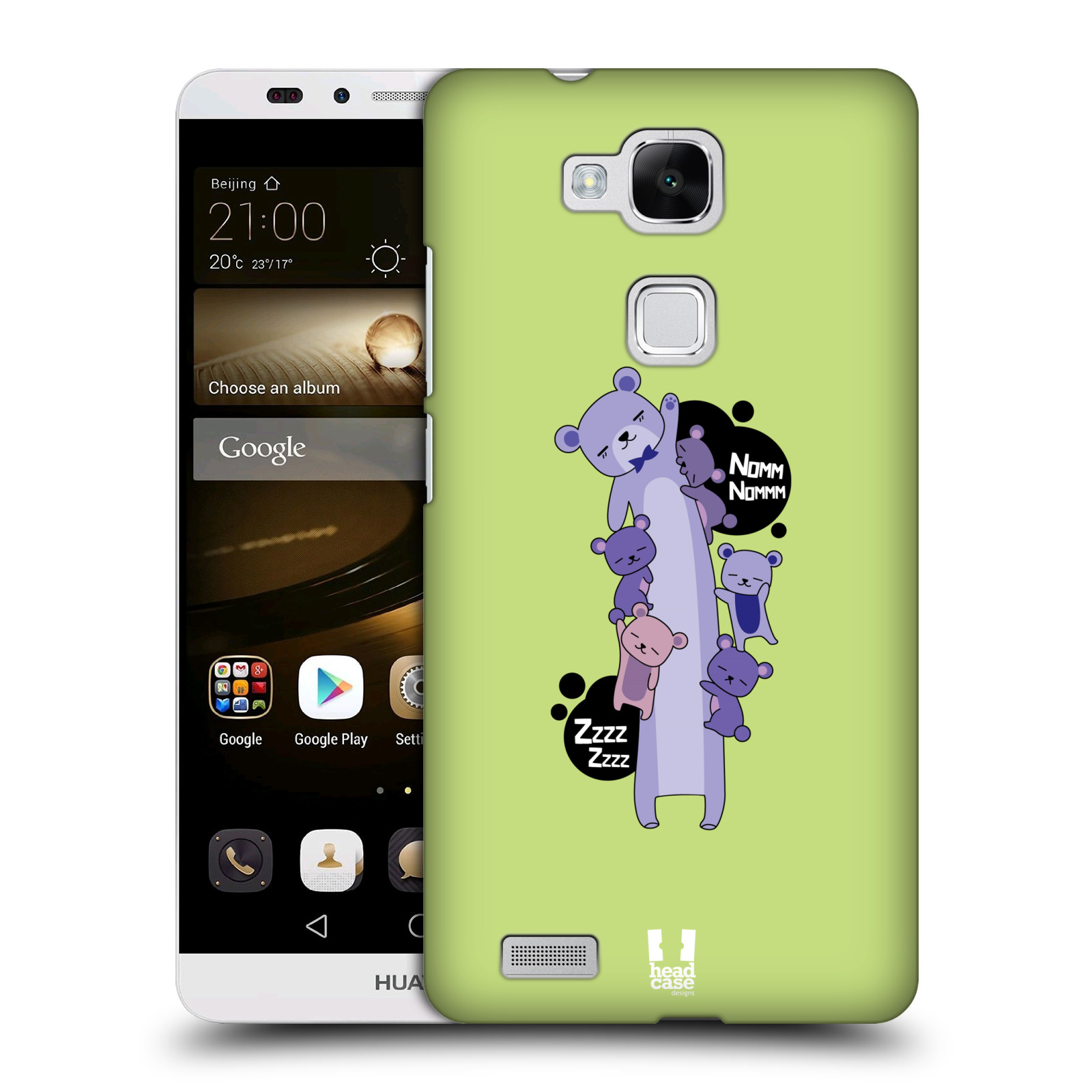 HEAD CASE plastový obal na mobil Huawei Mate 7 vzor dlouhá zvířátka medvěd zelená