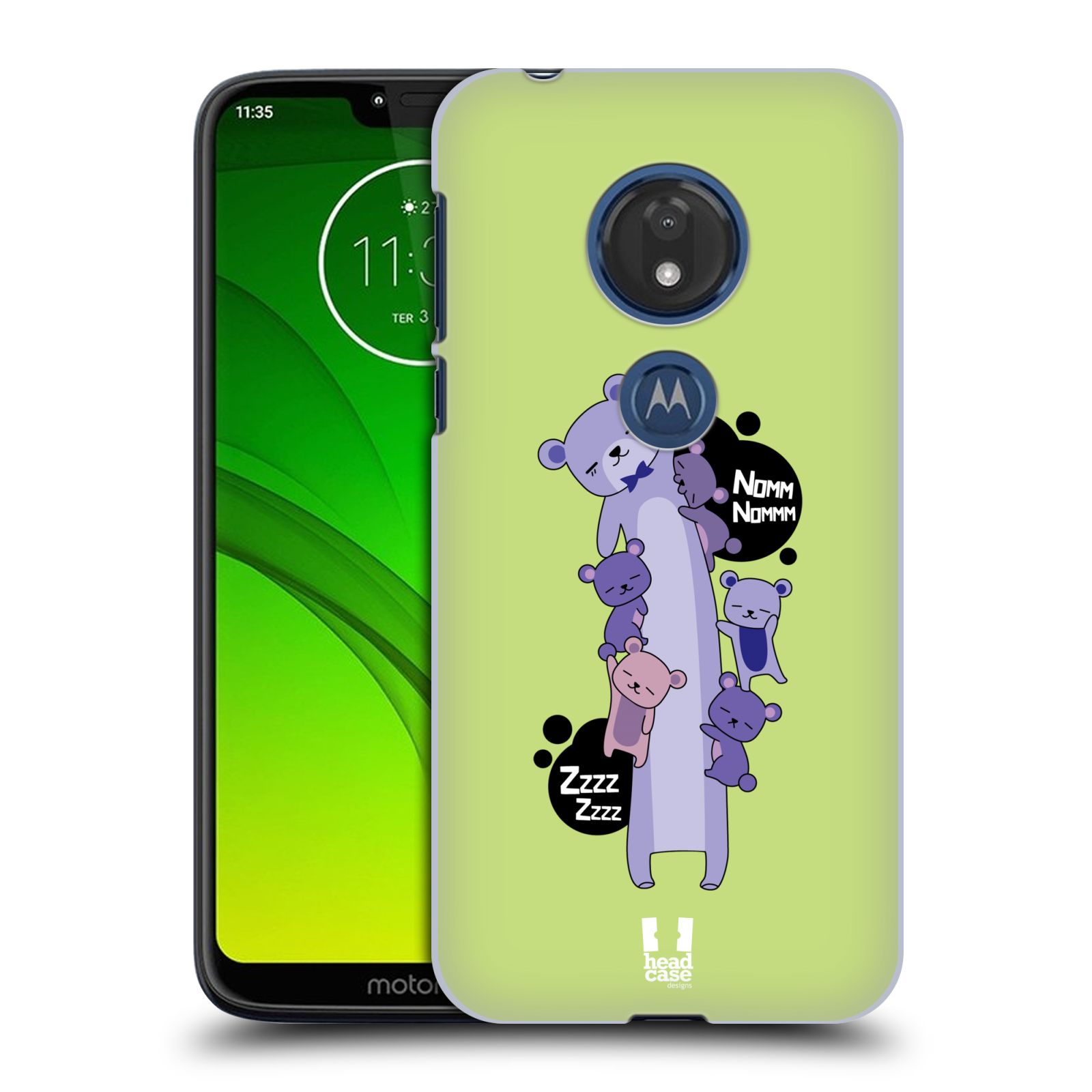 Pouzdro na mobil Motorola Moto G7 Play vzor dlouhá zvířátka medvěd zelená