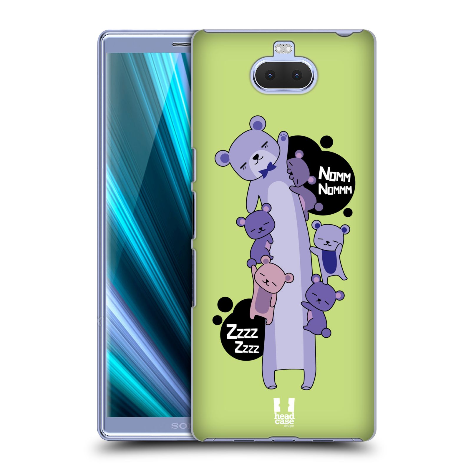Pouzdro na mobil Sony Xperia 10 - Head Case - vzor dlouhá zvířátka medvěd zelená