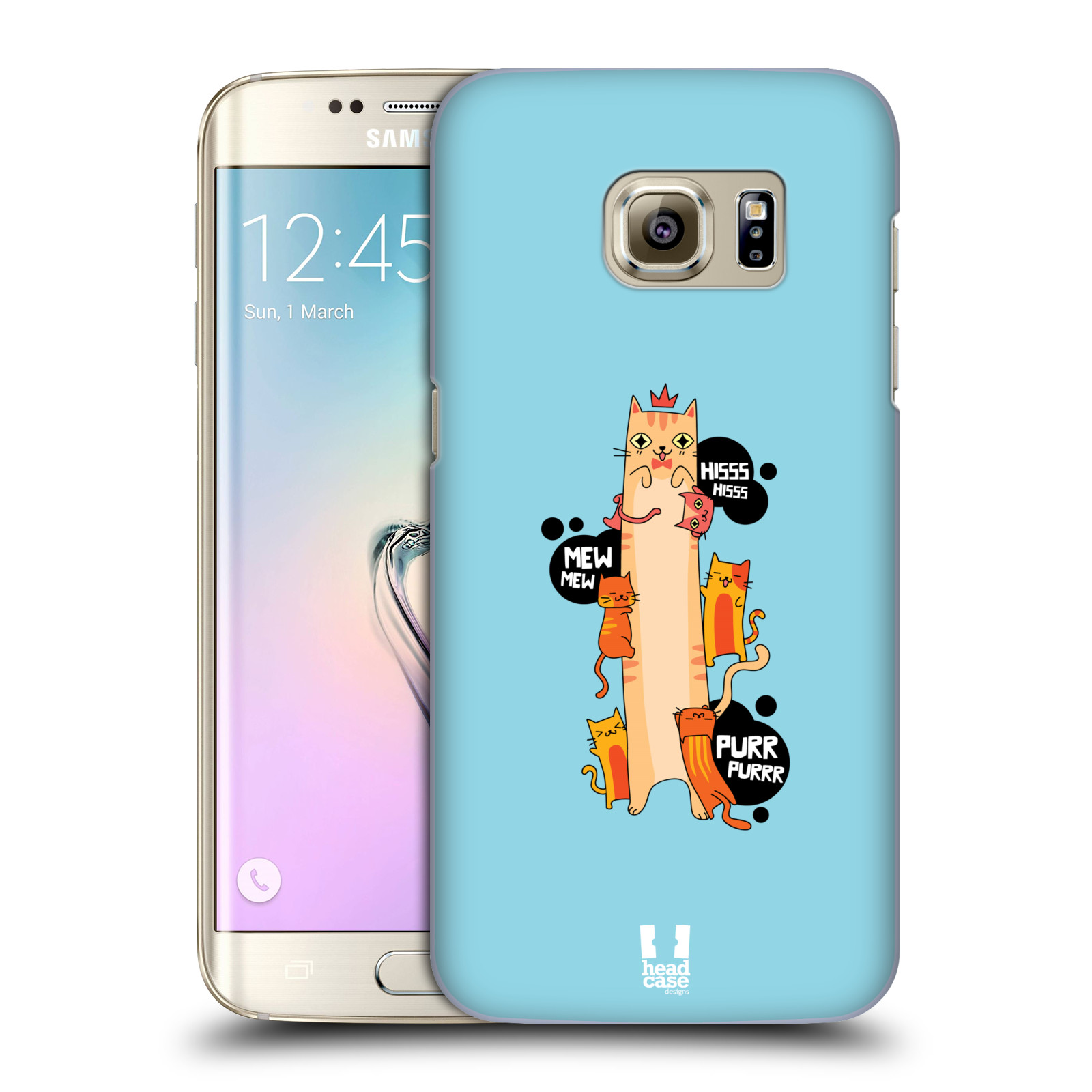 HEAD CASE plastový obal na mobil SAMSUNG GALAXY S7 EDGE vzor dlouhá zvířátka kočička modrá